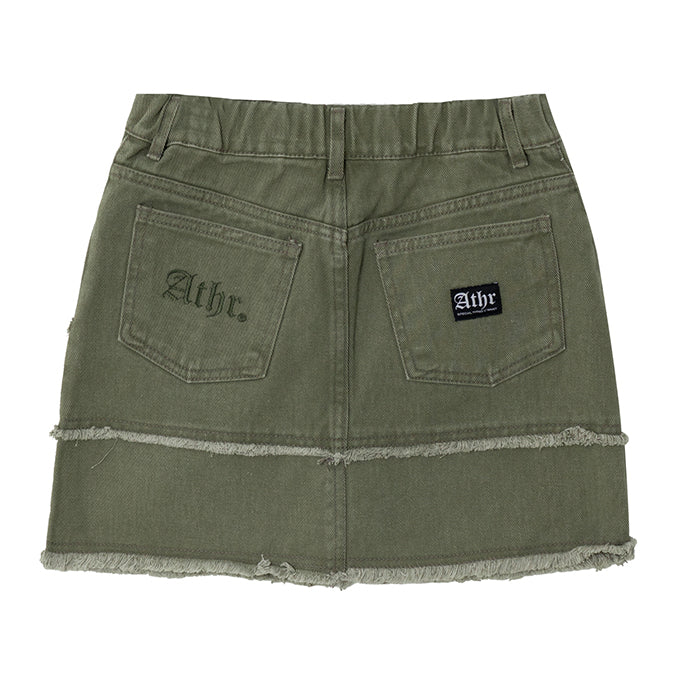 KHAKI RAWCUT EDGE MINI SKIRT