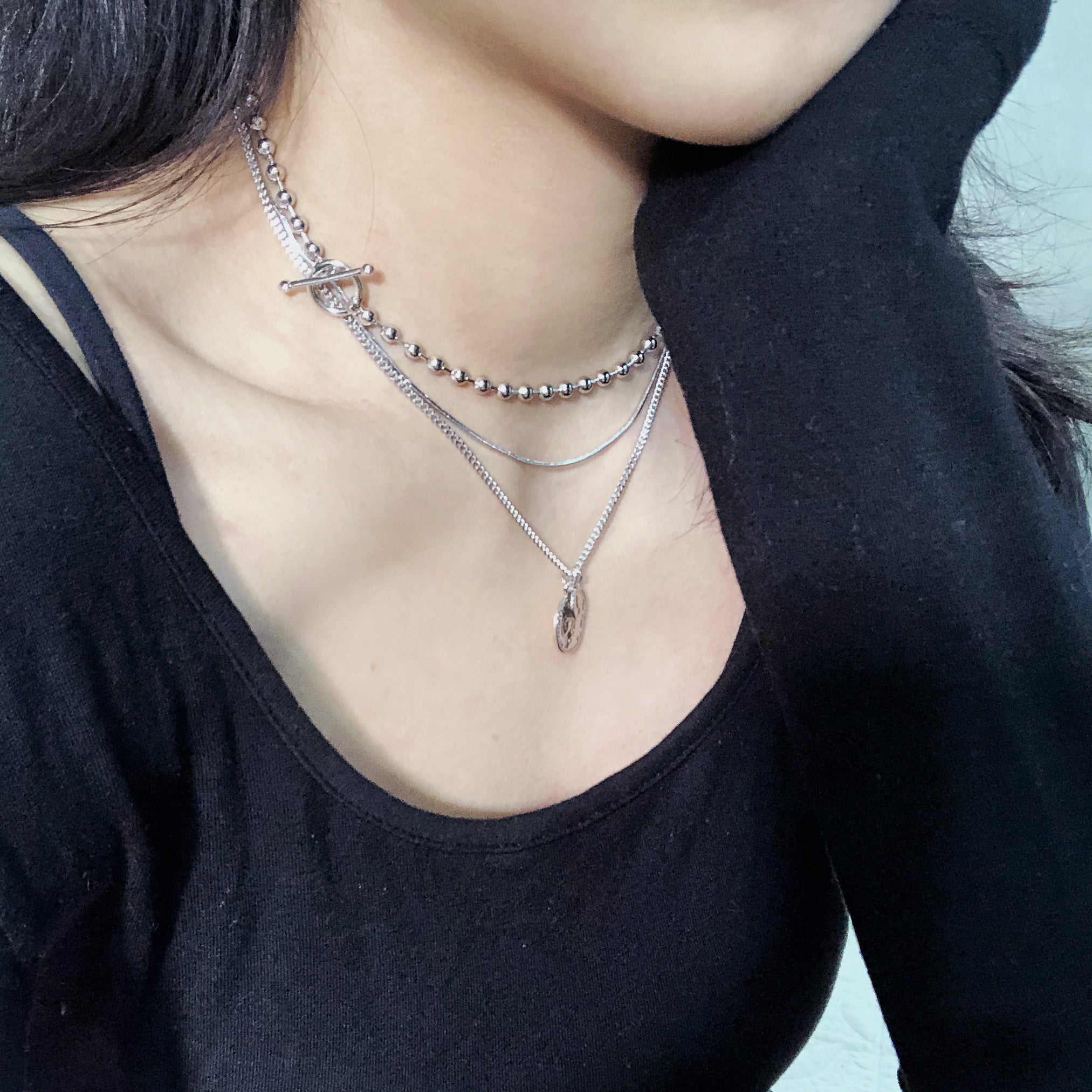 Unique bold chain layered necklace