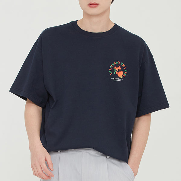 COLOR DOT ORANGE TEE_NAVY