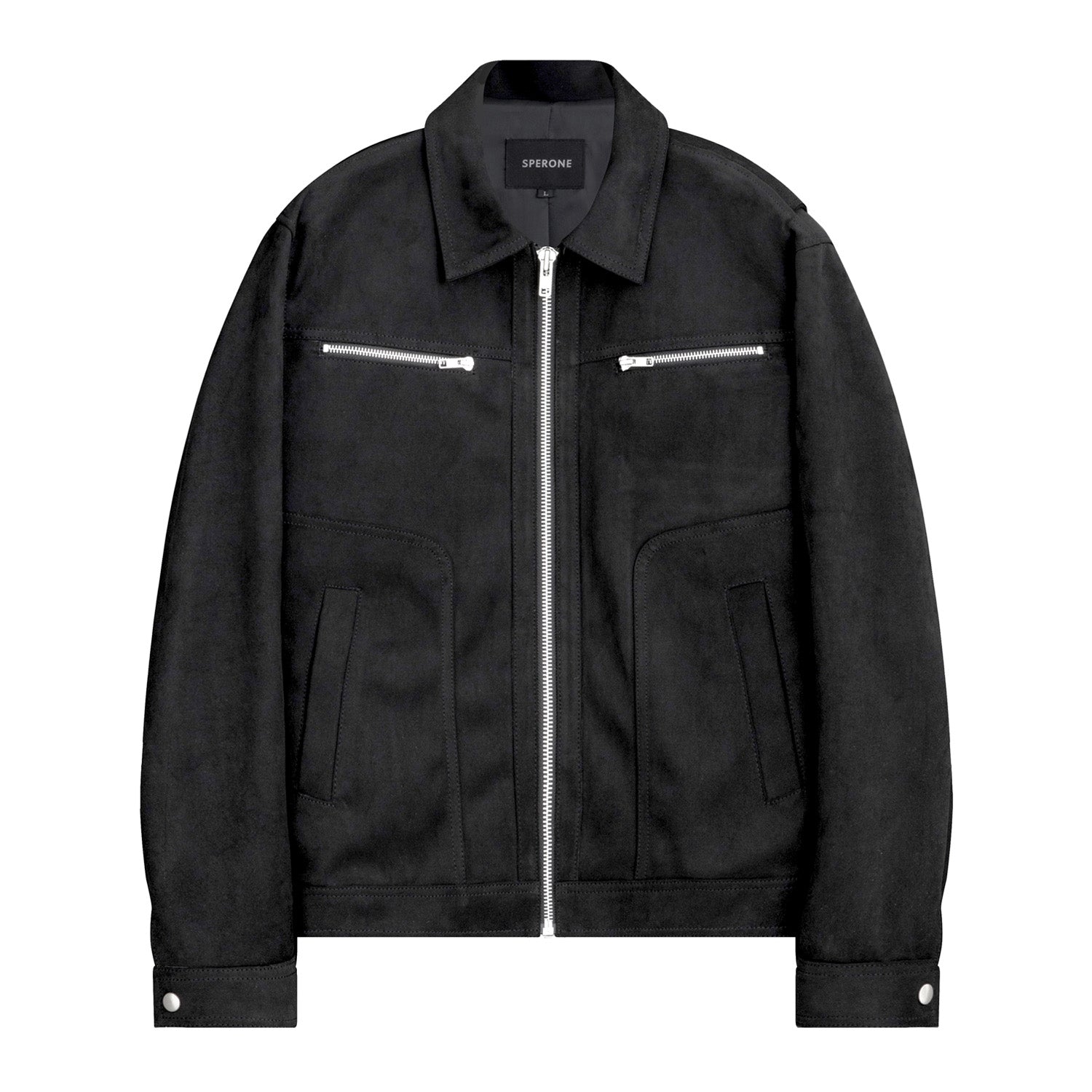 Solid Suede Zipper Jacket (Black)