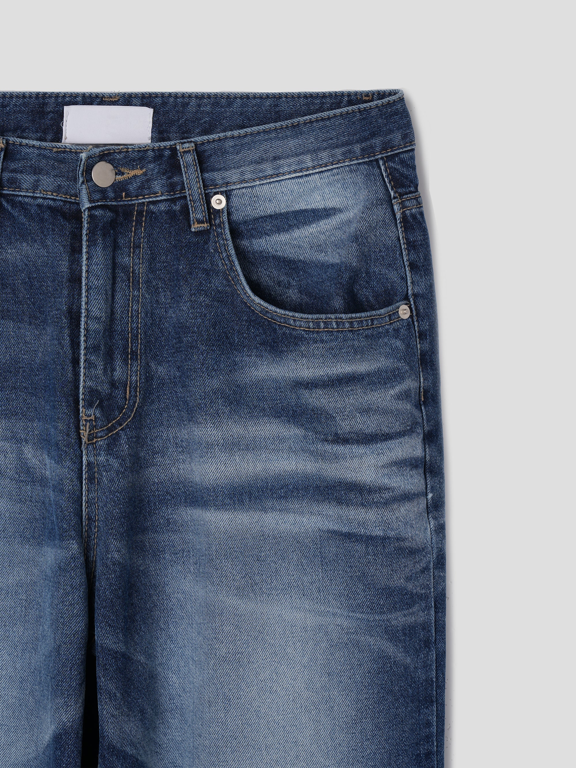 Chain washing medium blue denim