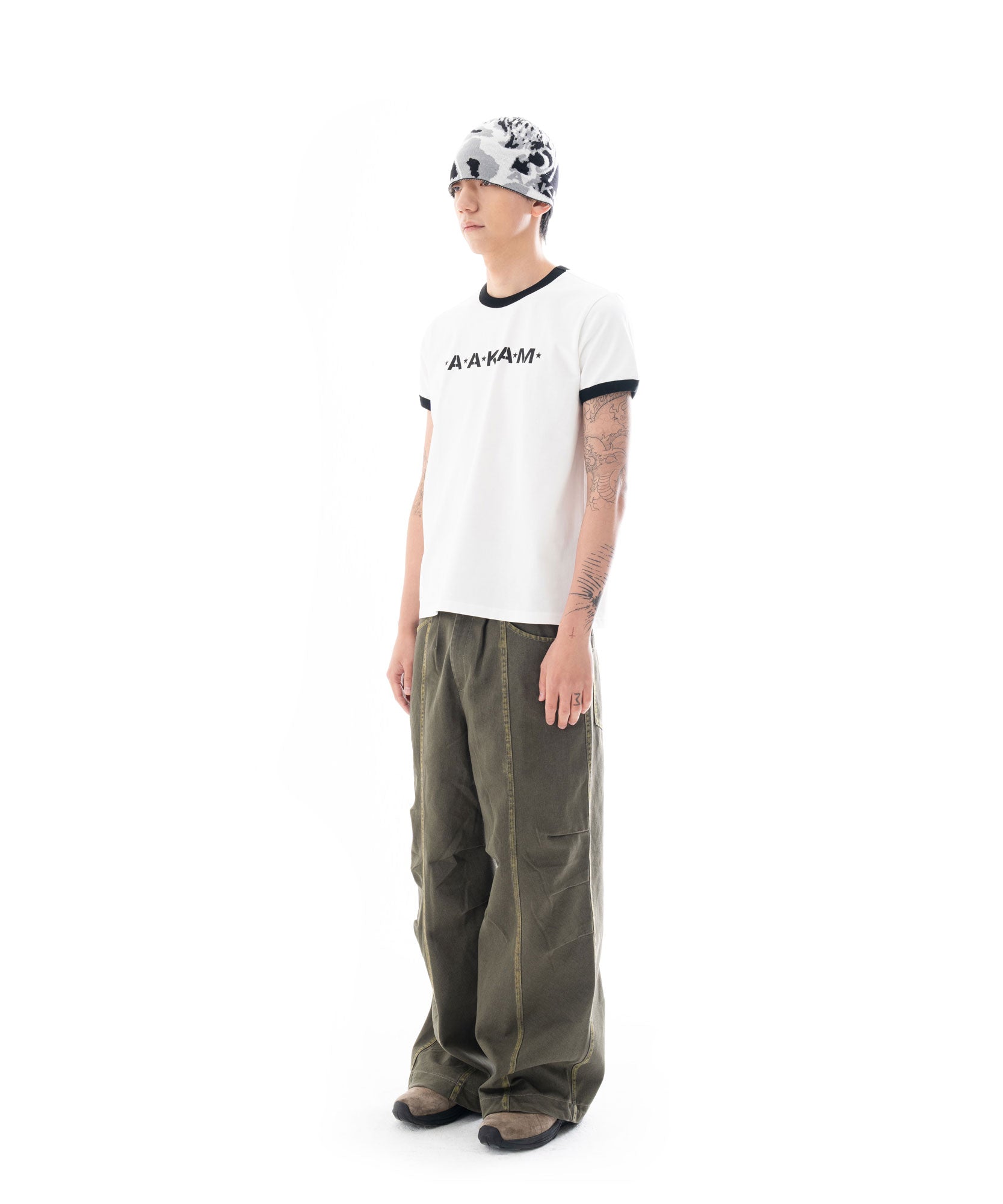 Washed Line Denim Pants (Khaki)