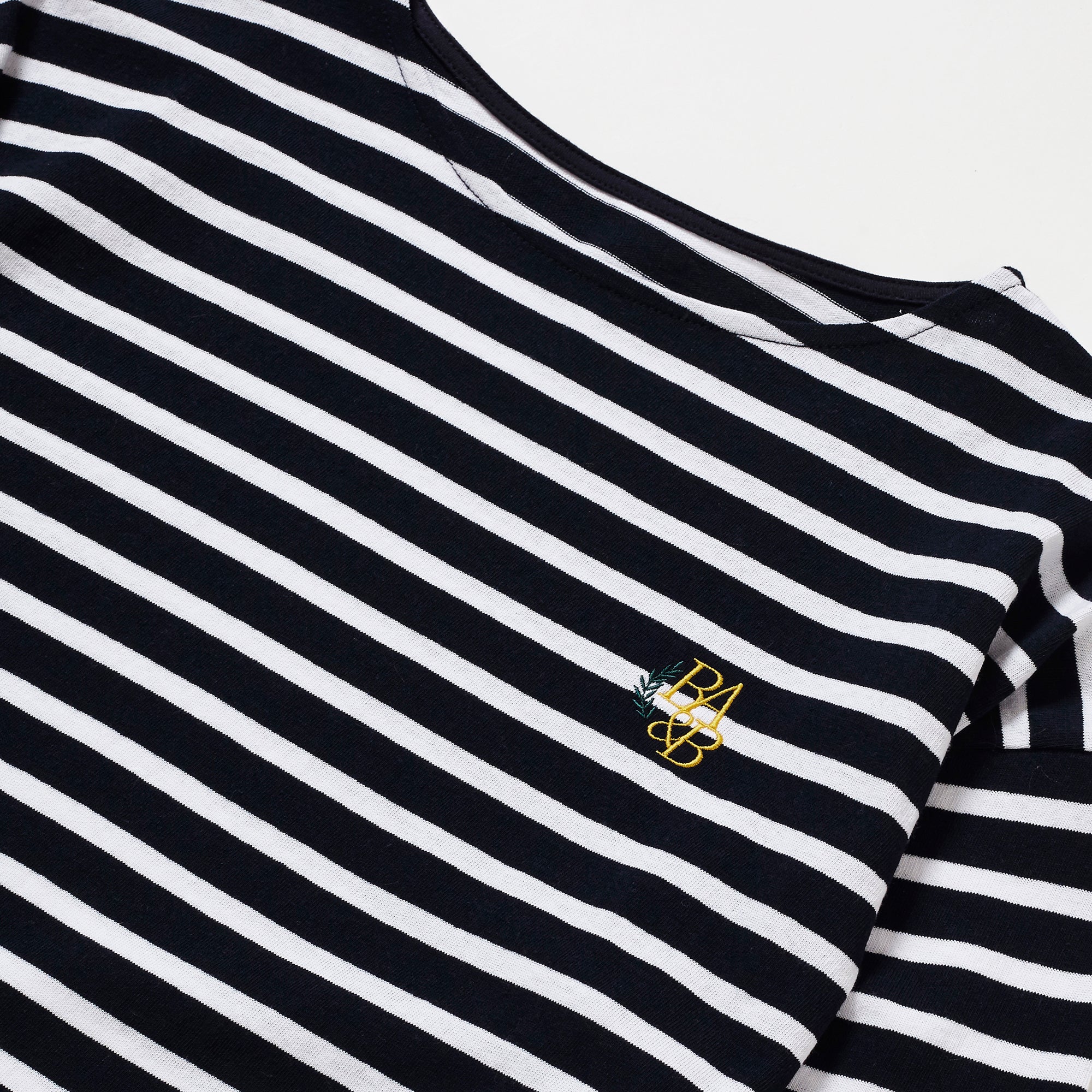 SMALL LOGO STRIPE LONG SLEEVE T-SHIRT_NAVY