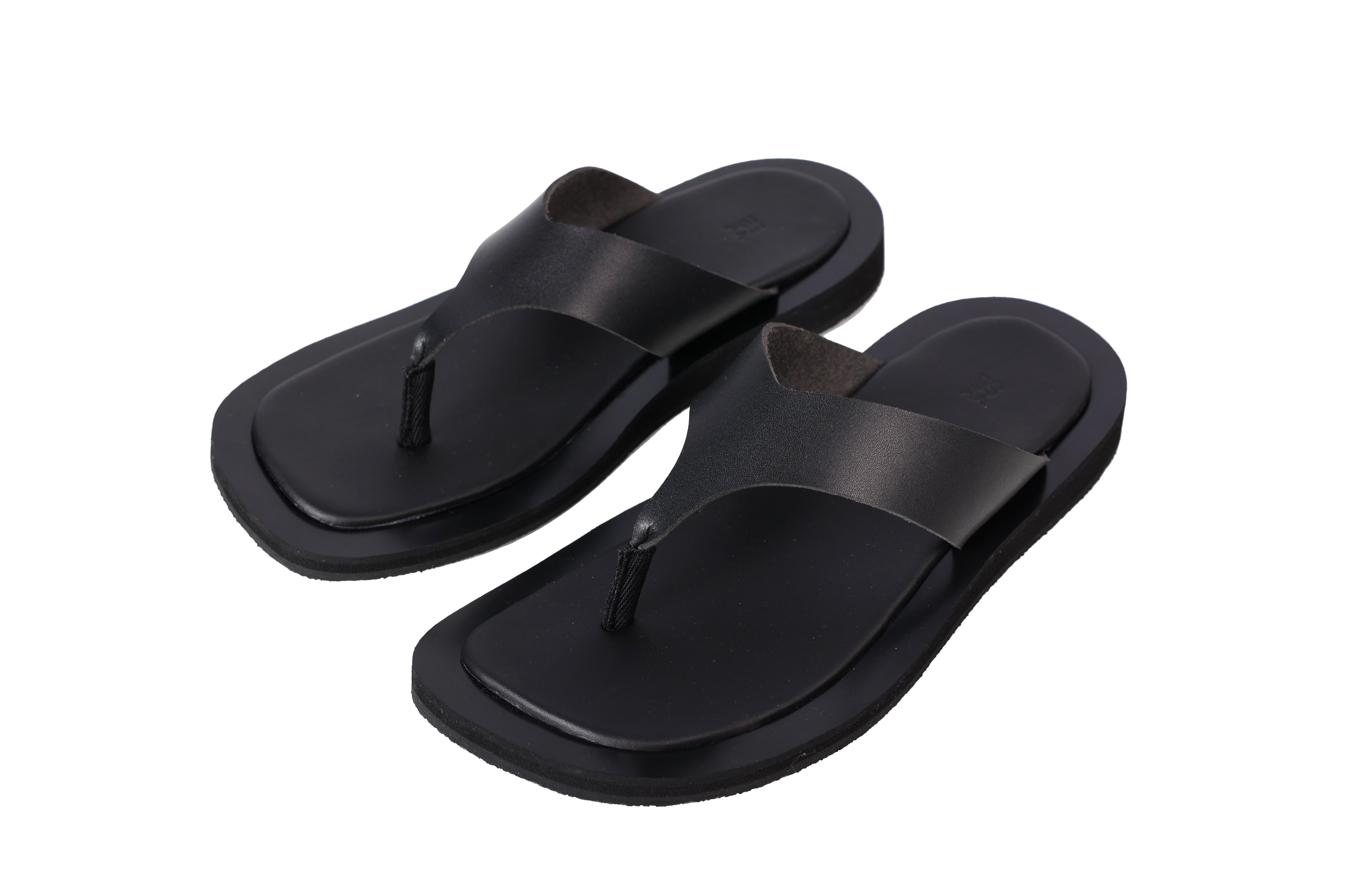 Sunset Square Slide Leather Black