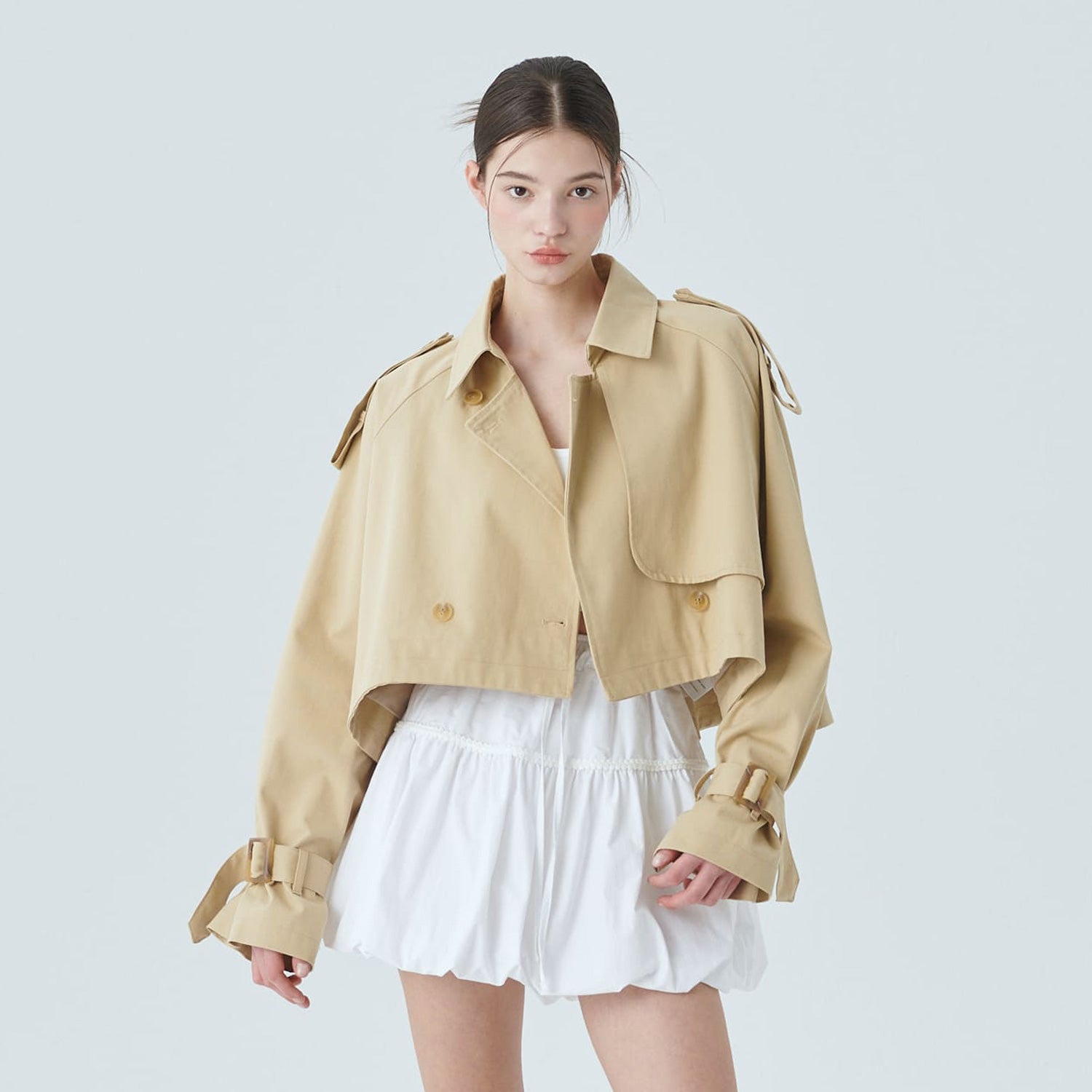 CROP TRENCH JACKET / BEGIE