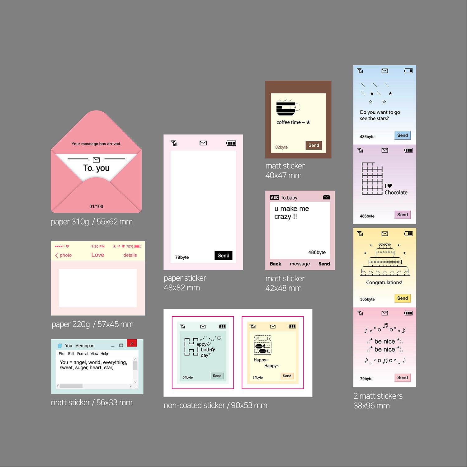 oab message pack / scrap sticker set