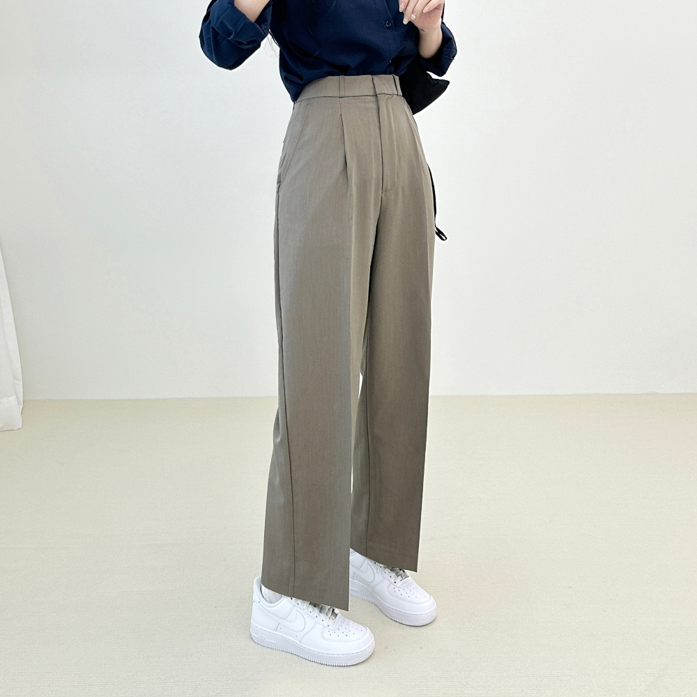 High waist tuck wide slacks