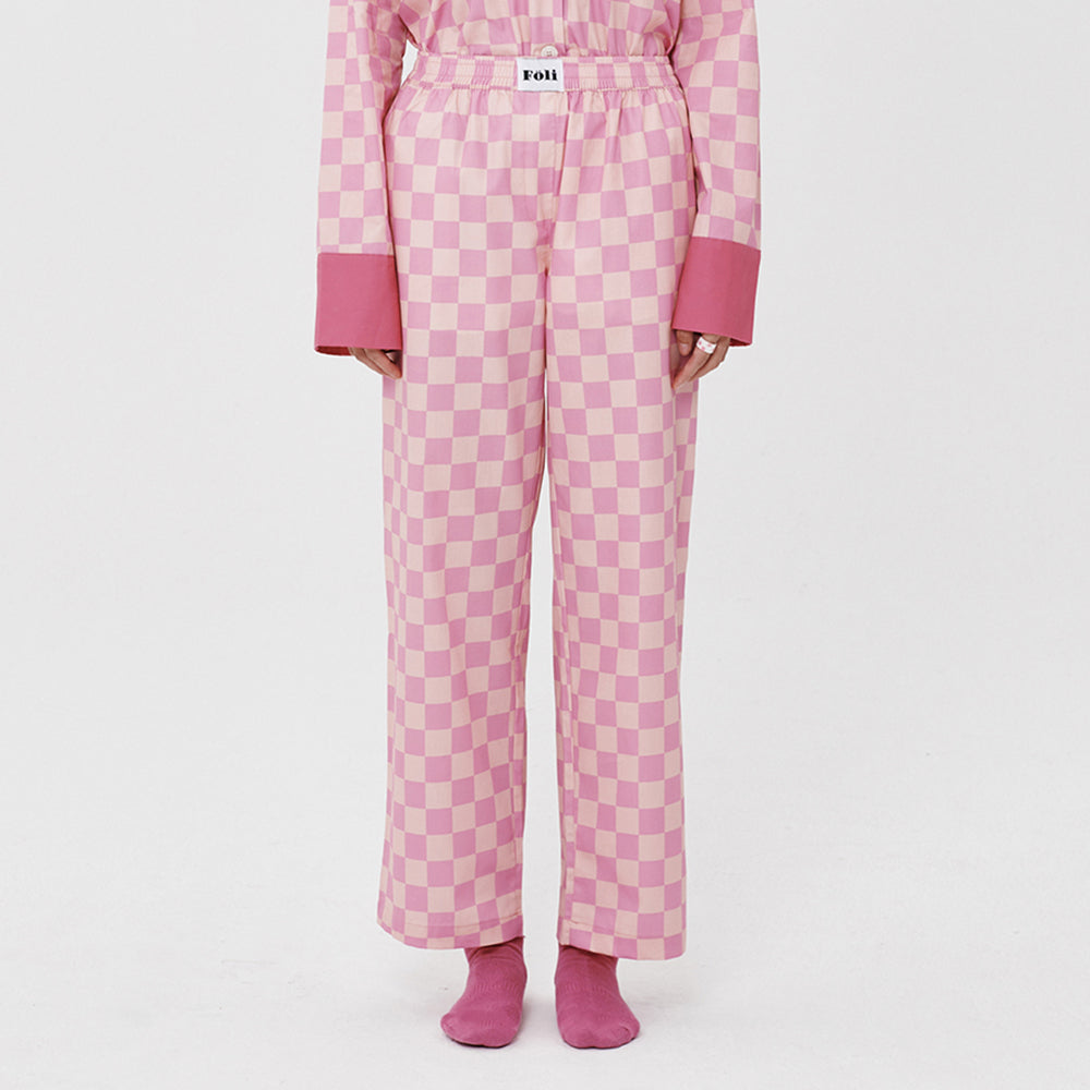 (W) Pink Grid PJ Pants