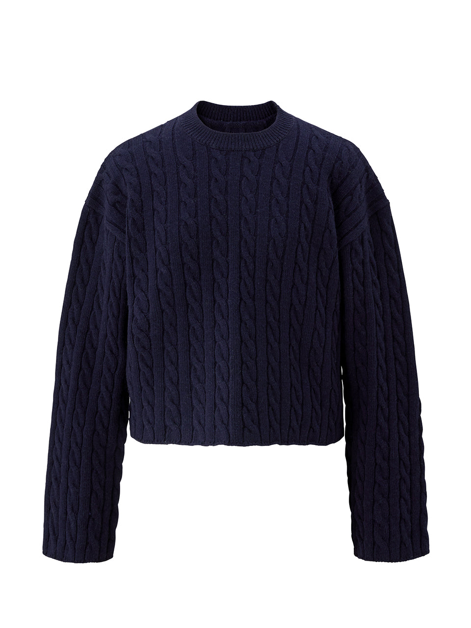 Back point cable knit - Navy