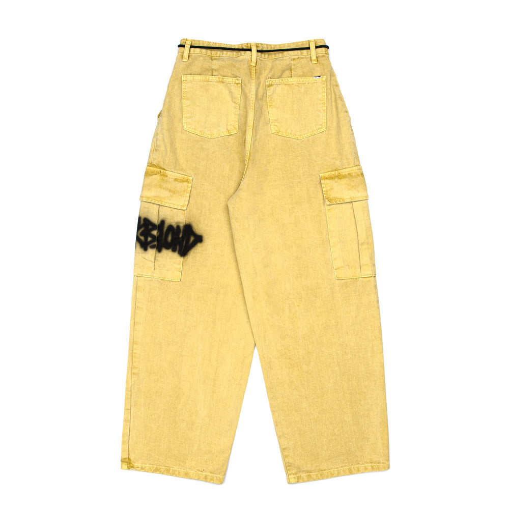 BBD Graffiti Logo Wide Denim Cargo Pants (Mustard)