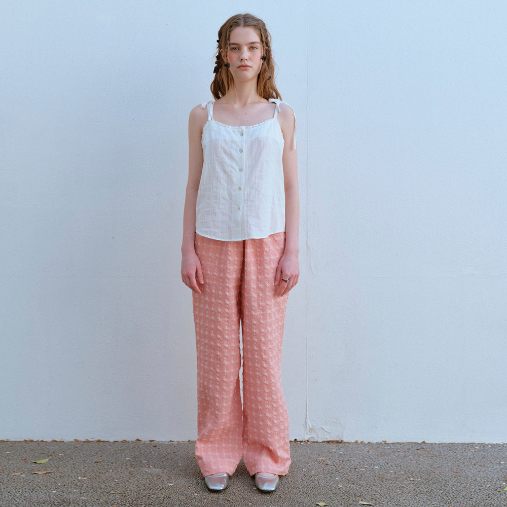  JACQUARD BANDING PANTS, PEACH