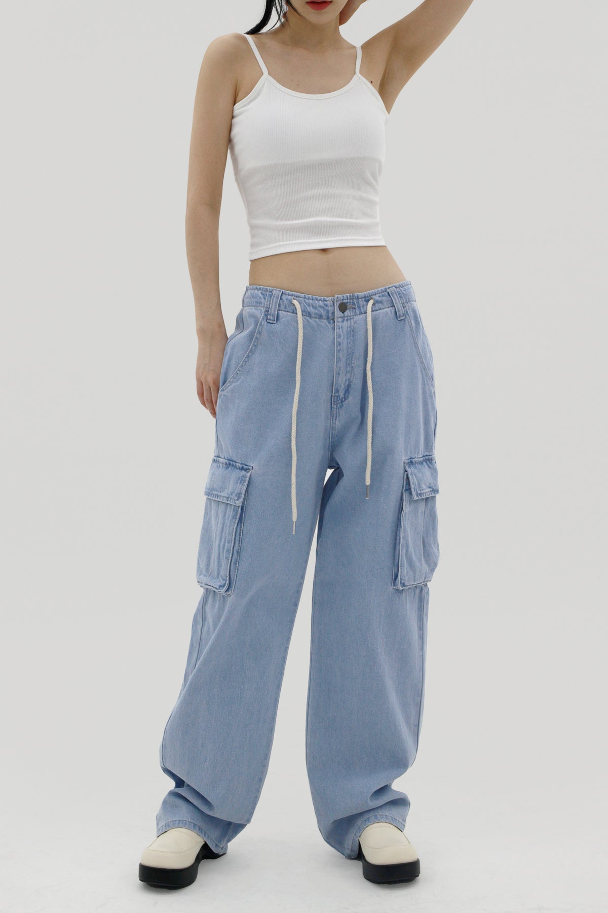 Denim Cargo Wide Pants (2color)