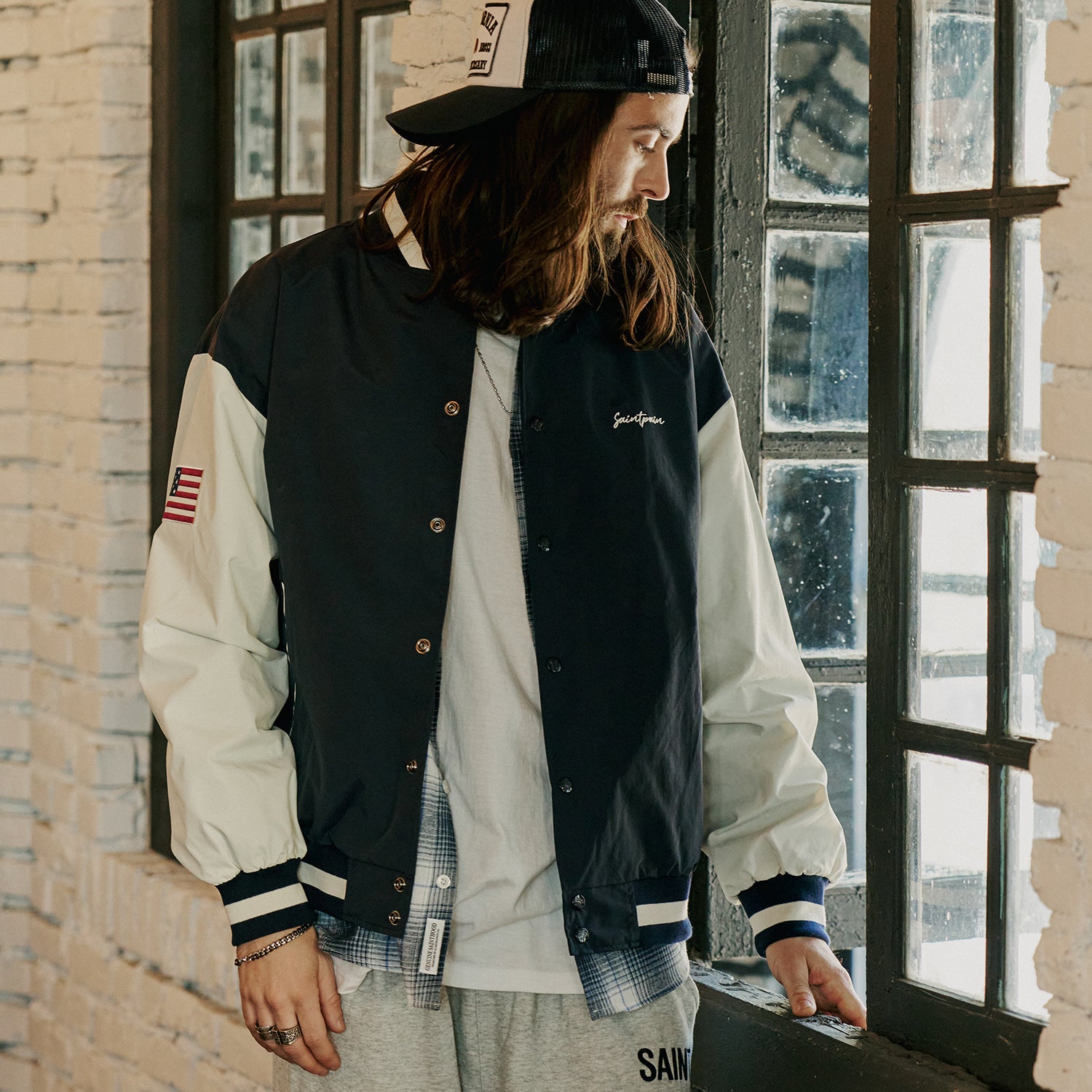 SP NYLON STADIUM JACKET-NAVY