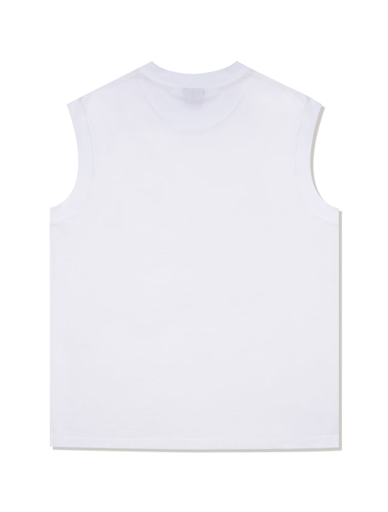  UNISEX Overfit Single Jersey Circle Logo balpo Print Sleeveless White(FCD2TS609M)