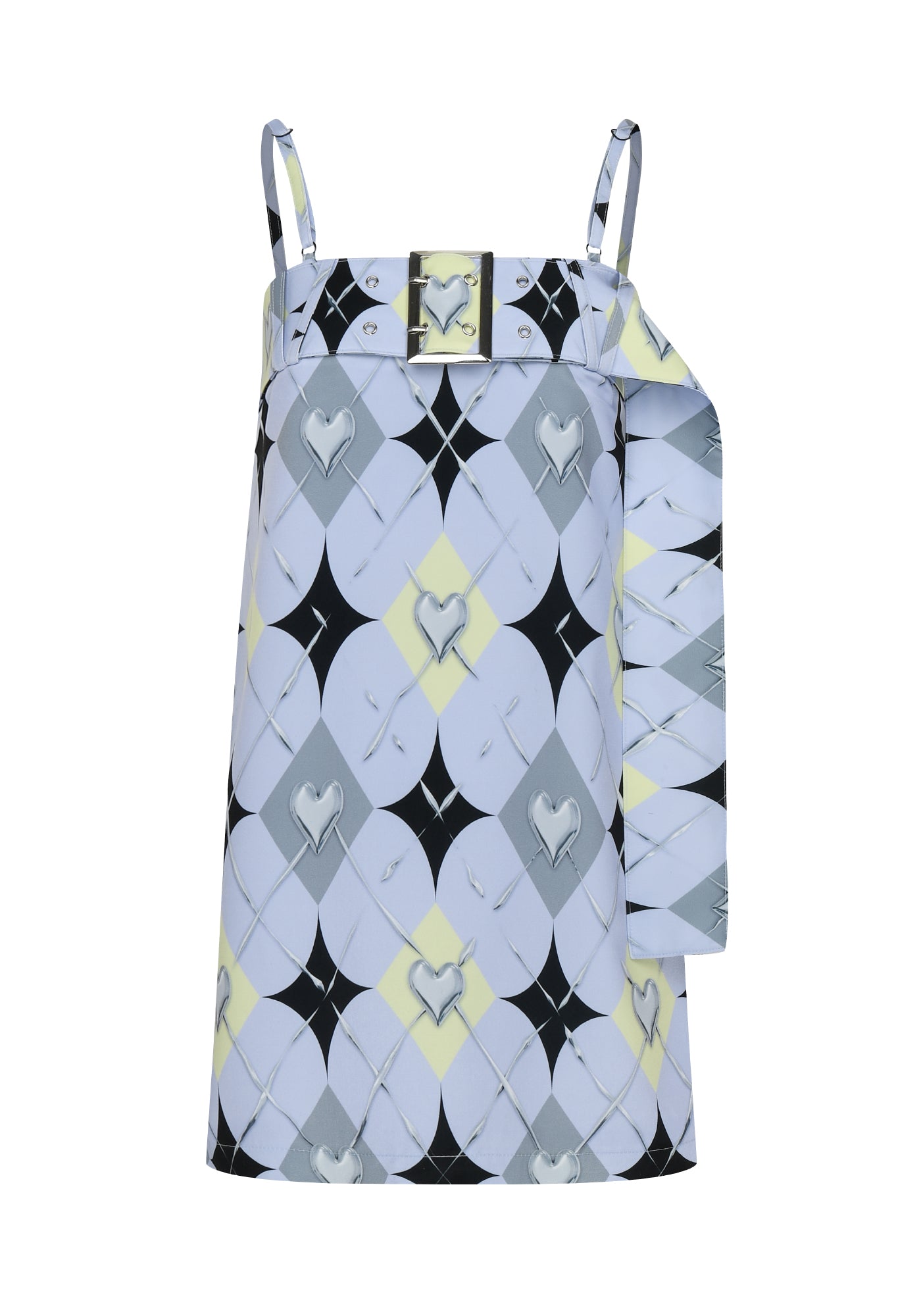 CHROME ARGYLE BELT DRESS (BLUE)