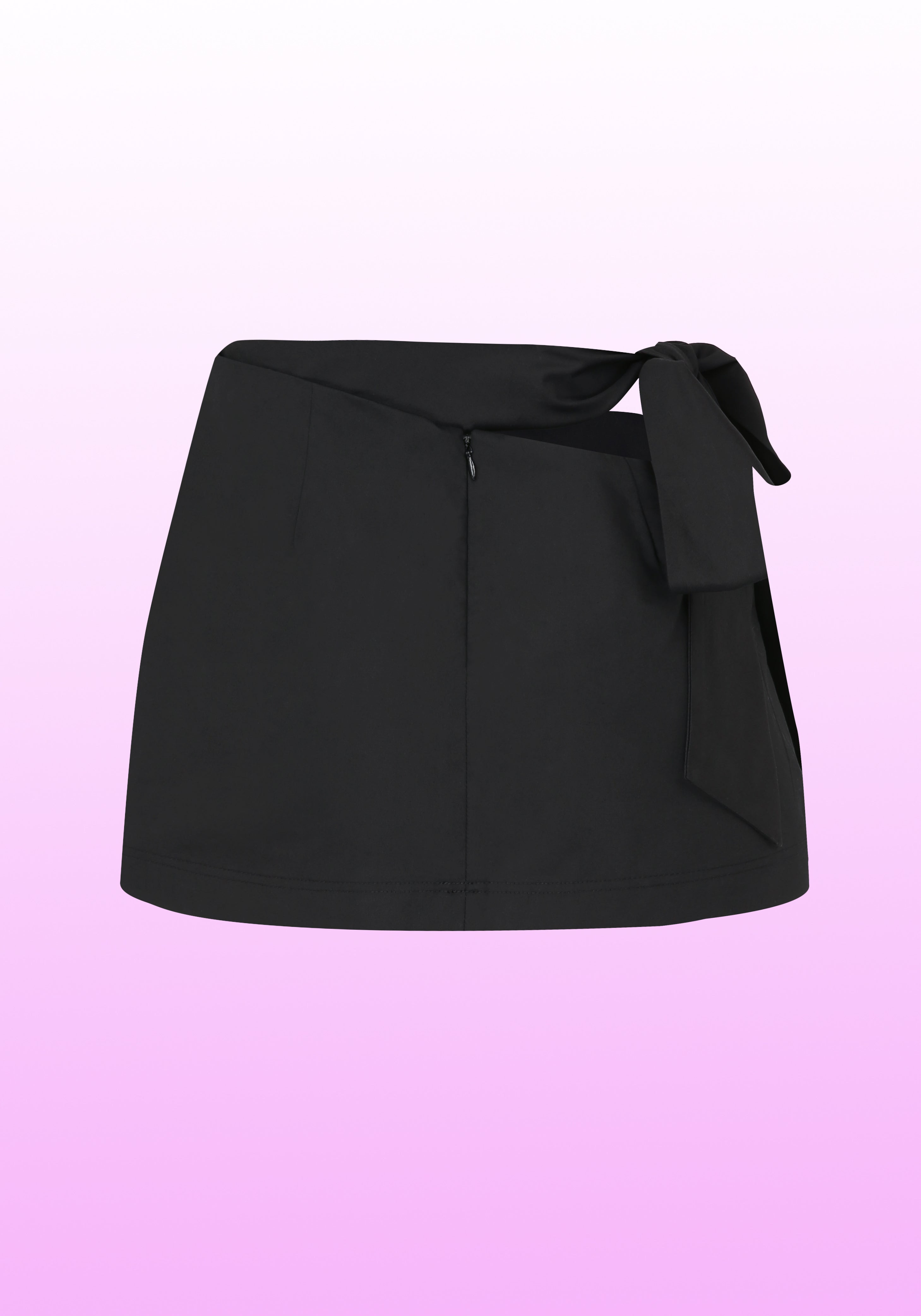 BLACK COTTON TIE BELT MINI SKIRT