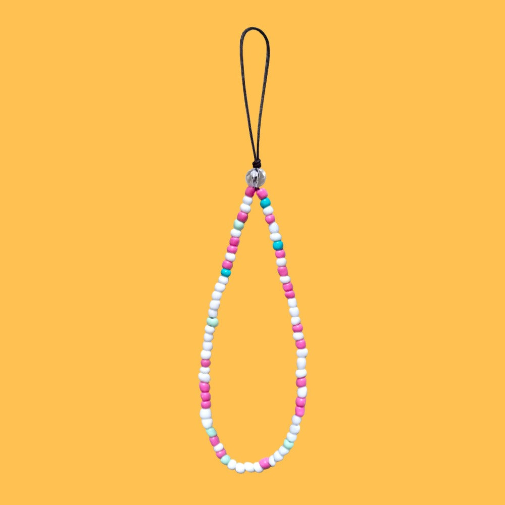 Beads Phone Strap Short-Pink