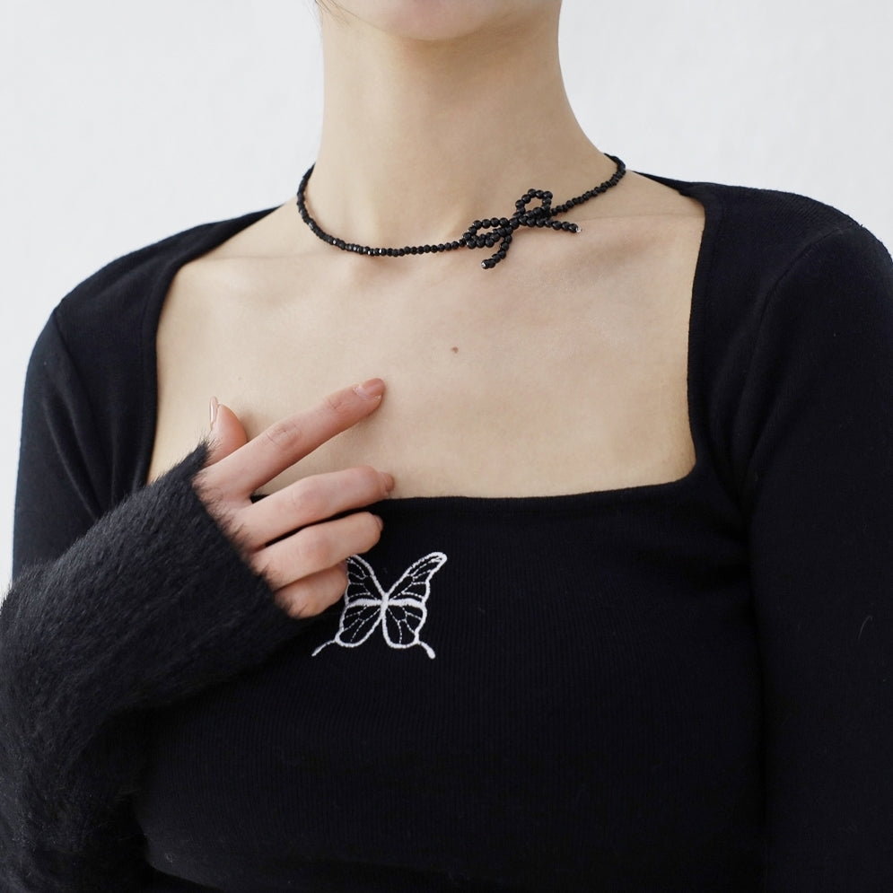 Henia ribbon black necklace