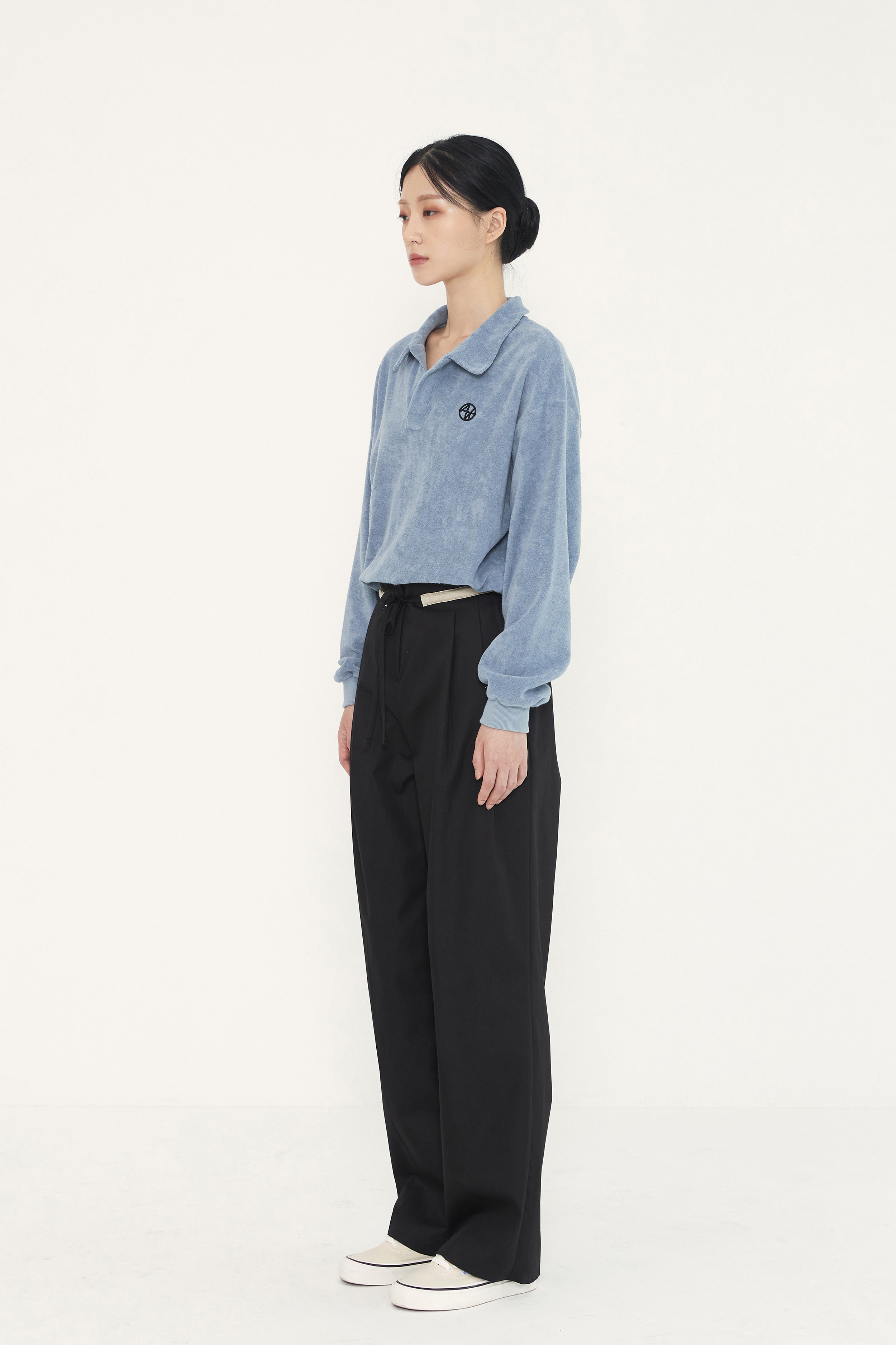 STRING LINE PANTS -BLACK