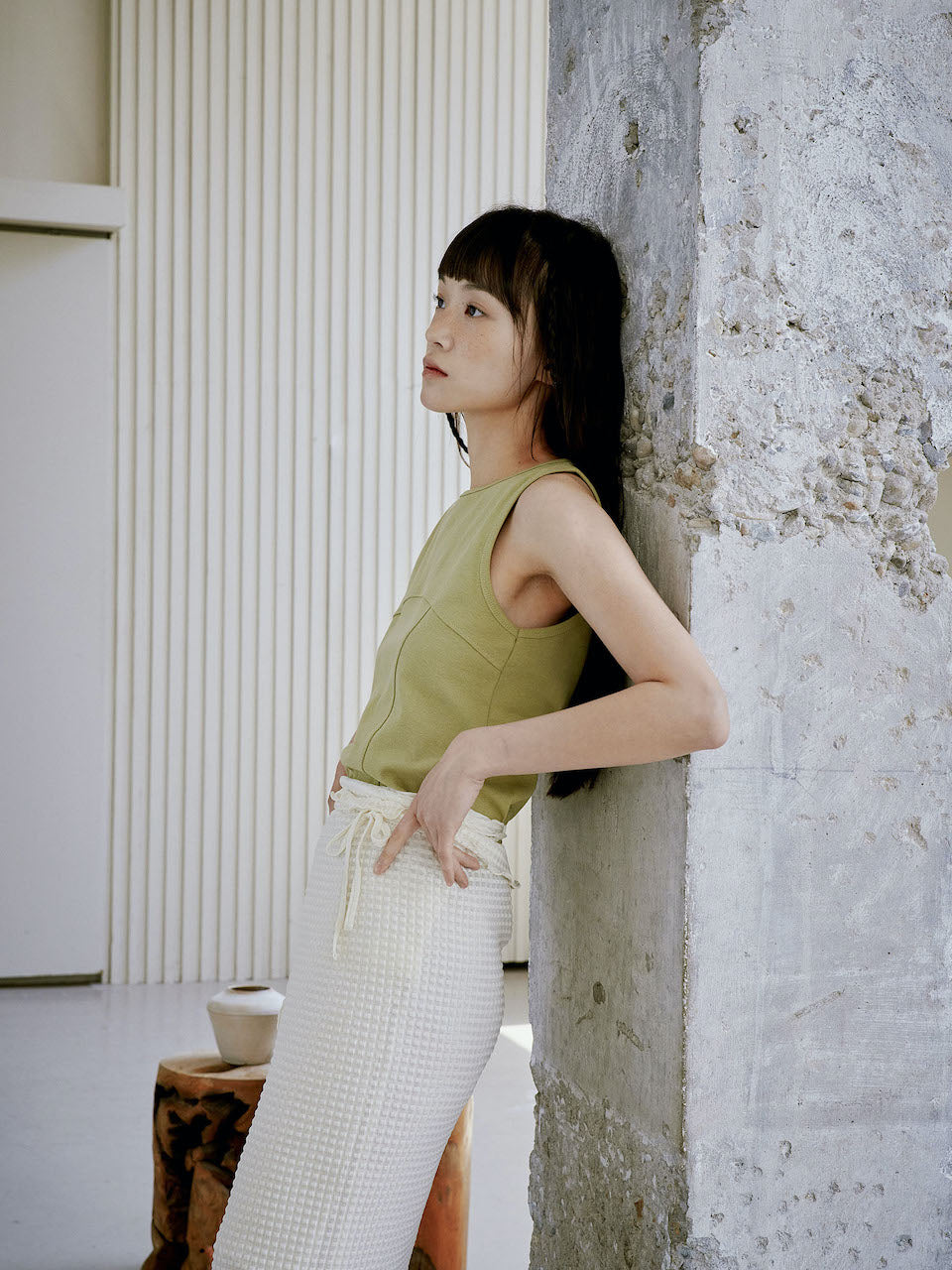 COTTON RIB TANK [ OLIVE ]