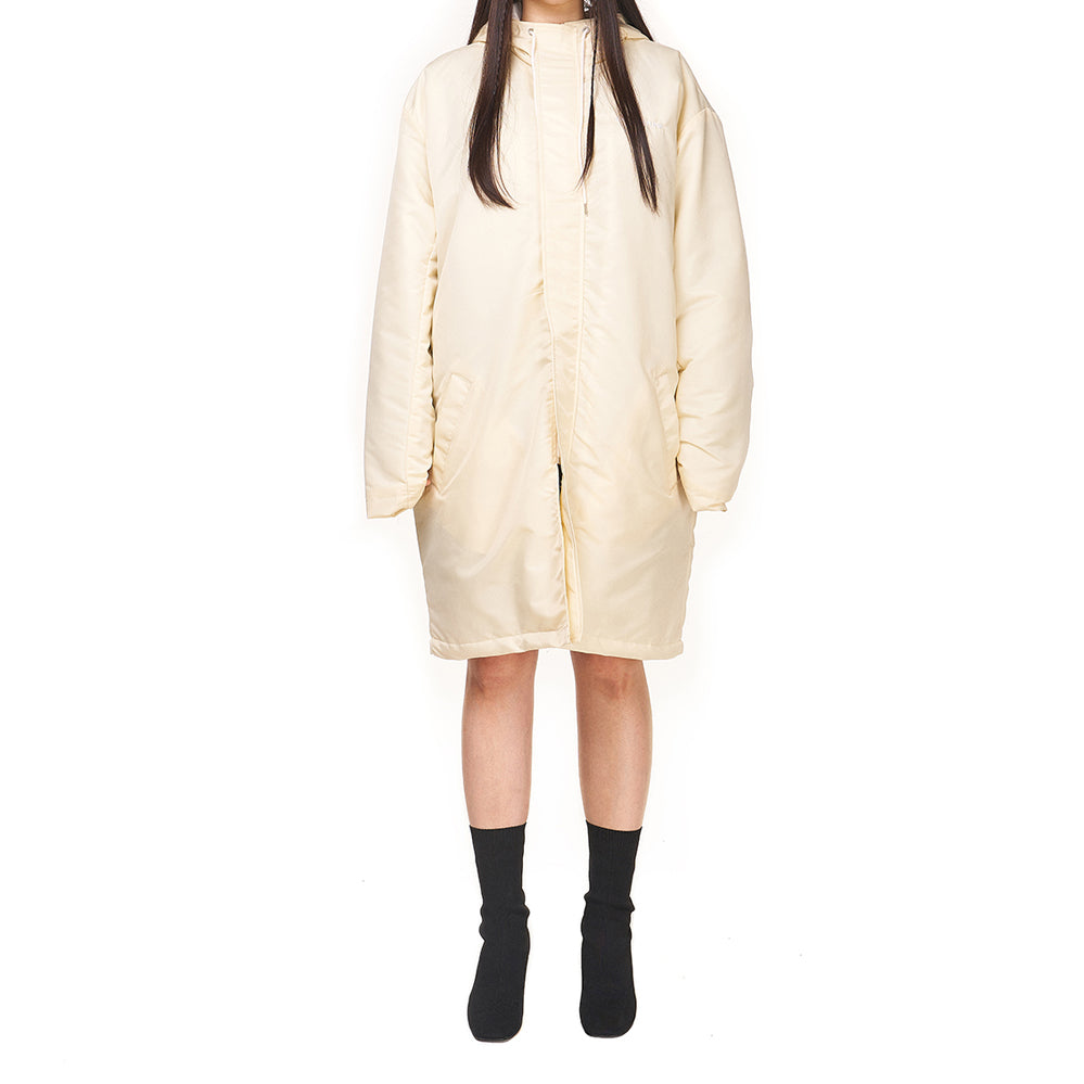 NYLON HOOD LONG PARKA ivory