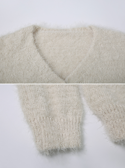 Soft Hairy V-neck Knit Cardigan (7color)