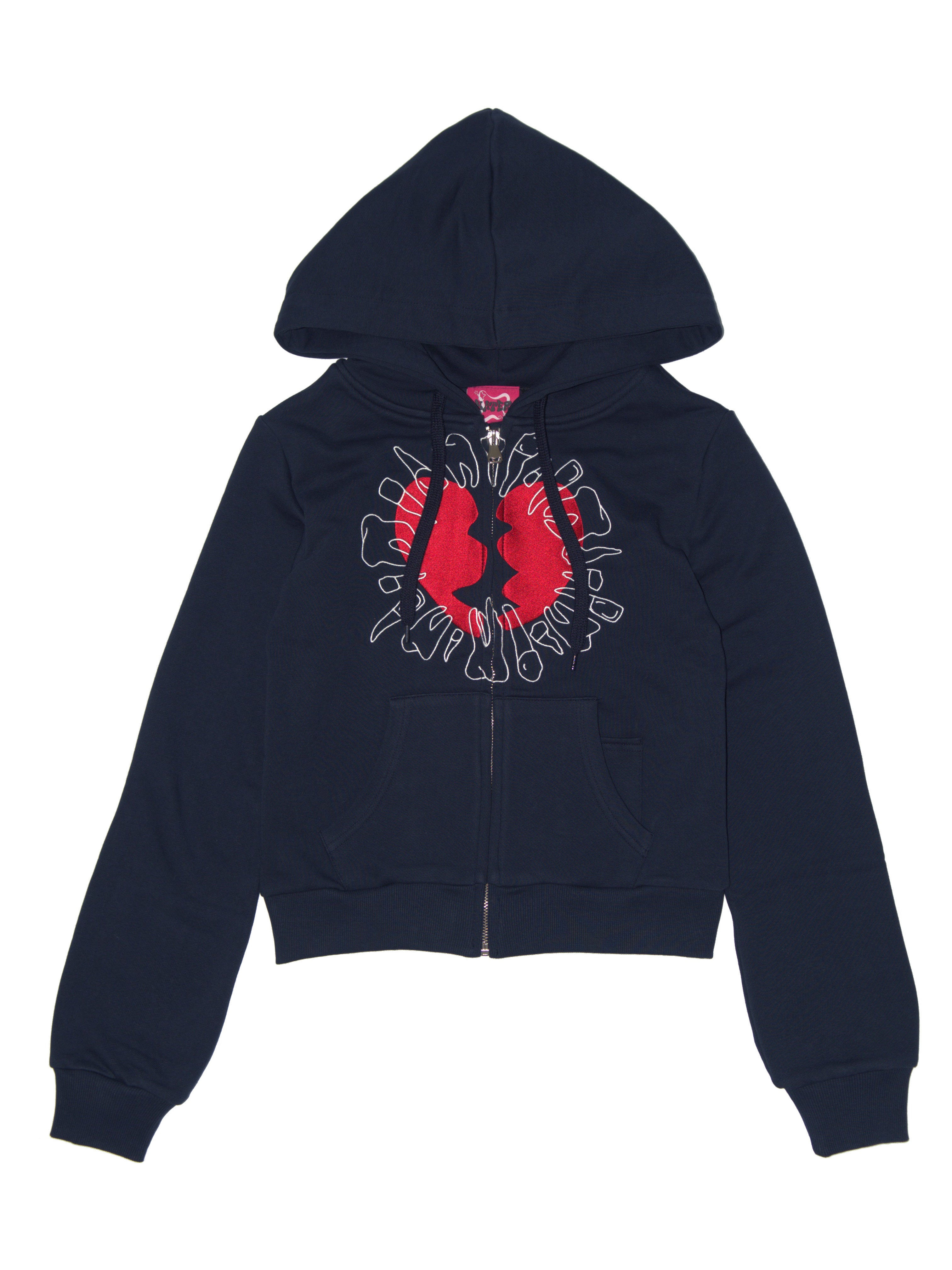 Broken Heart zip-up hoodie NAVY