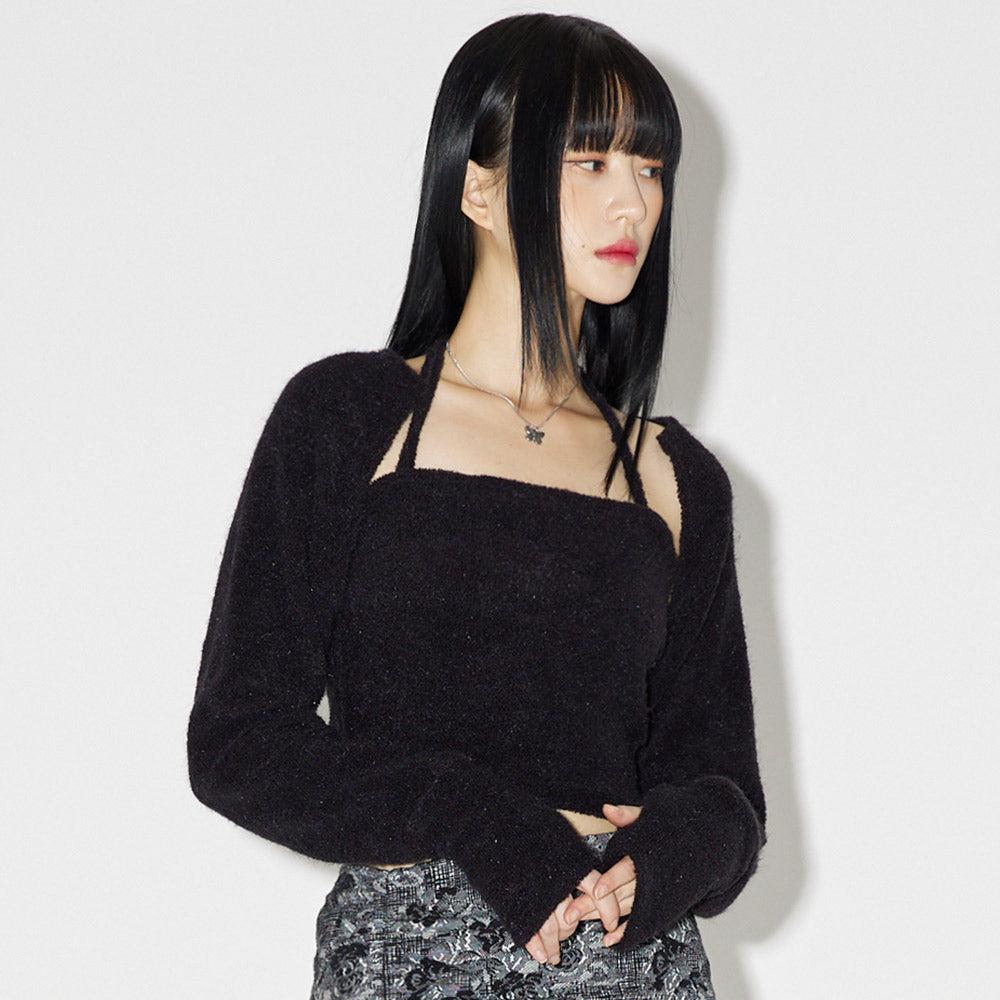 リボンテリーボレロセット / Ribbon Terry Bolero Set [BLACK]