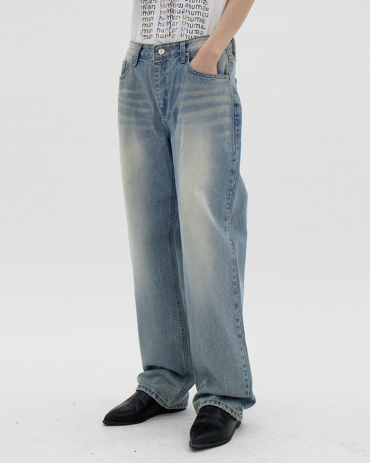 Sanding Wash Low Rise Denim Pants