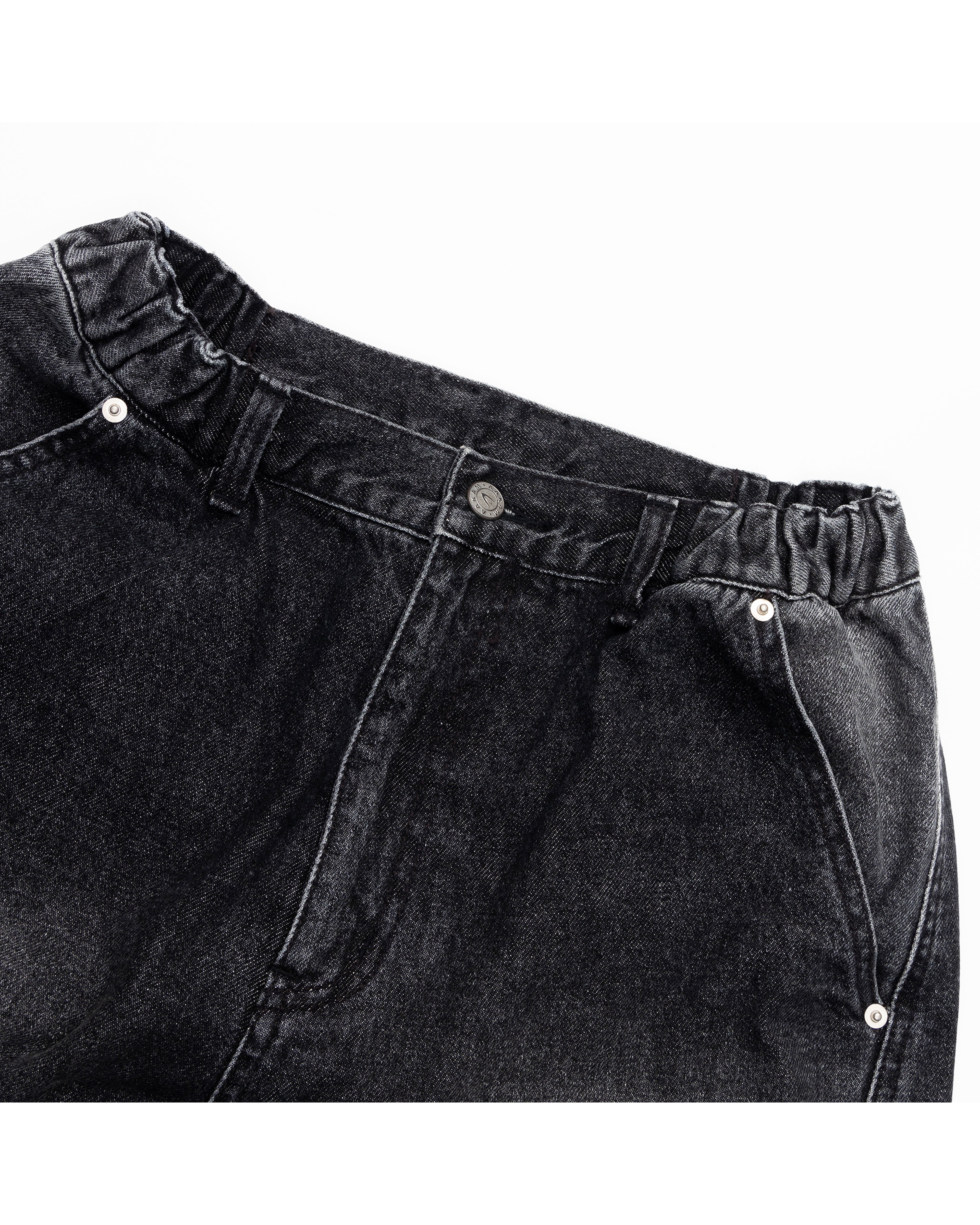 Paneled Denim Pants (Black)