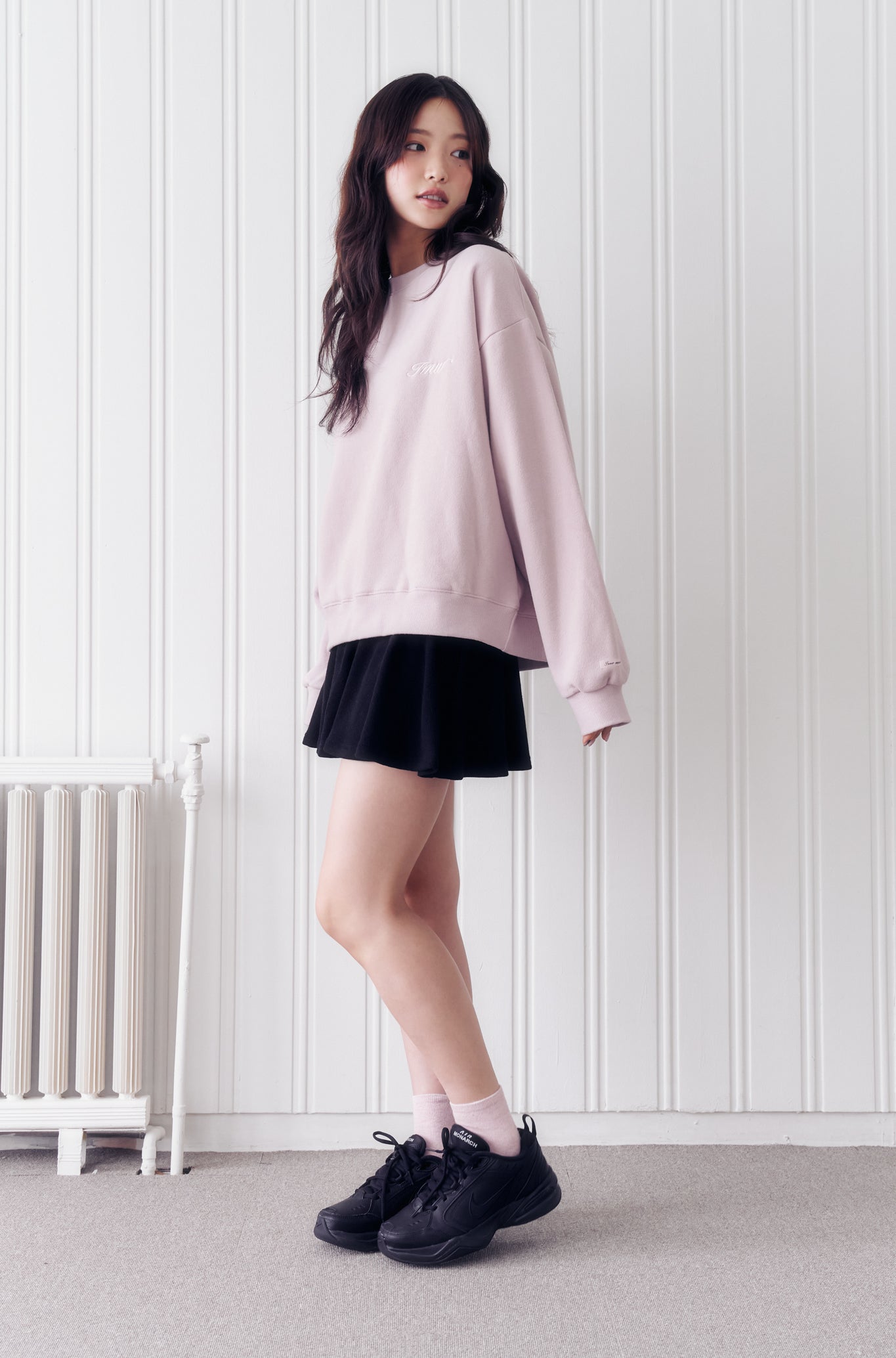 Knit mini flare skirt (BLACK)