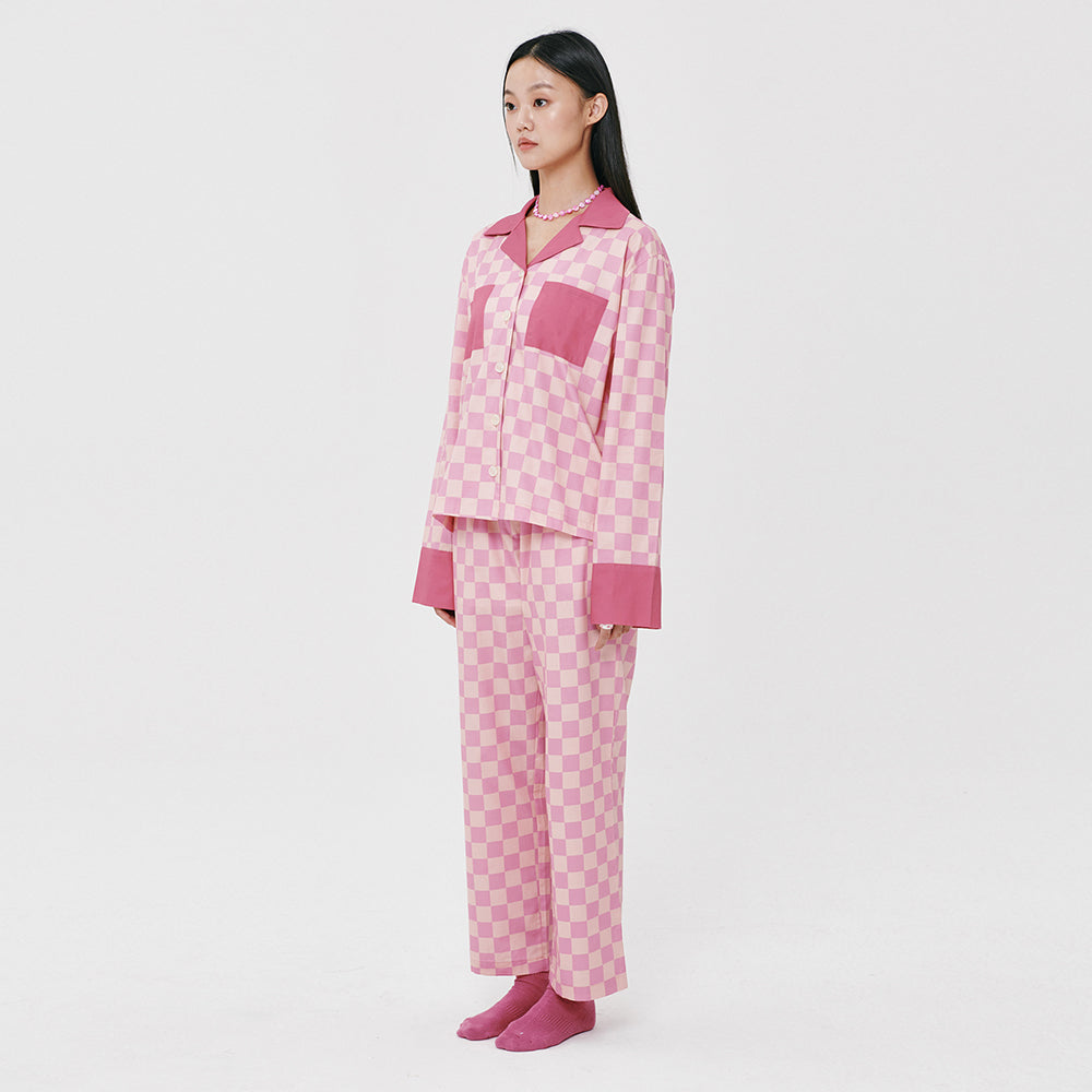 (W) Pink Grid PJ Pants