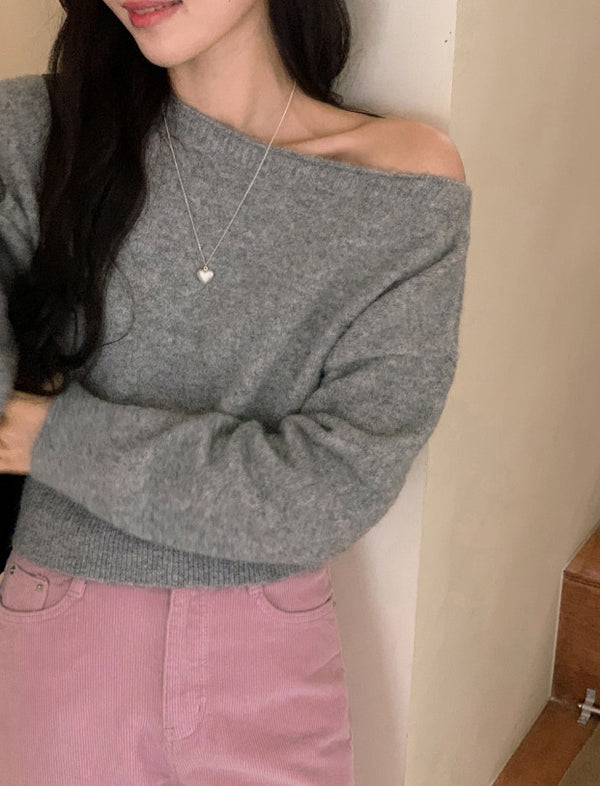 Feminine Boat Neck Knit (5color)