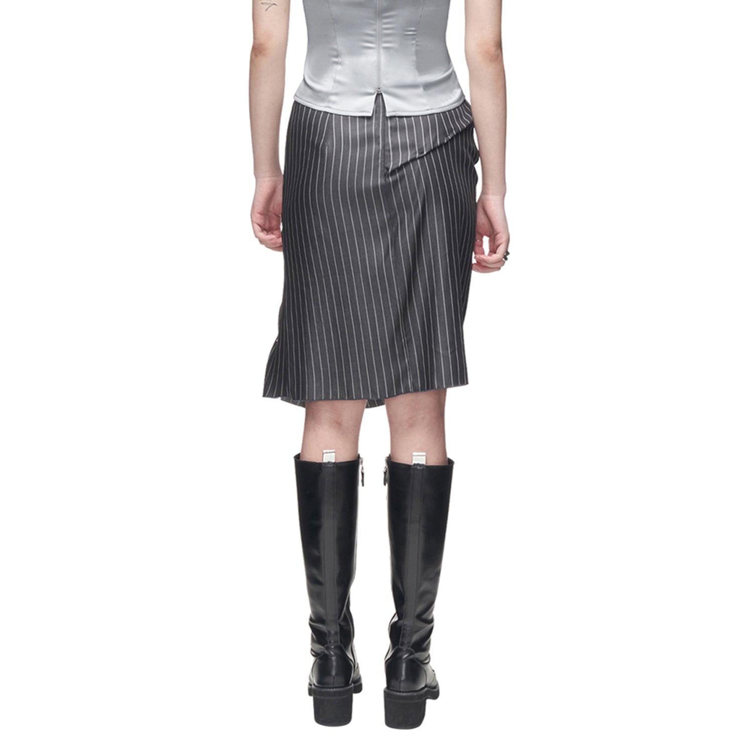 DOZI - Stripe Eyelet Skirt _ Dark Grey