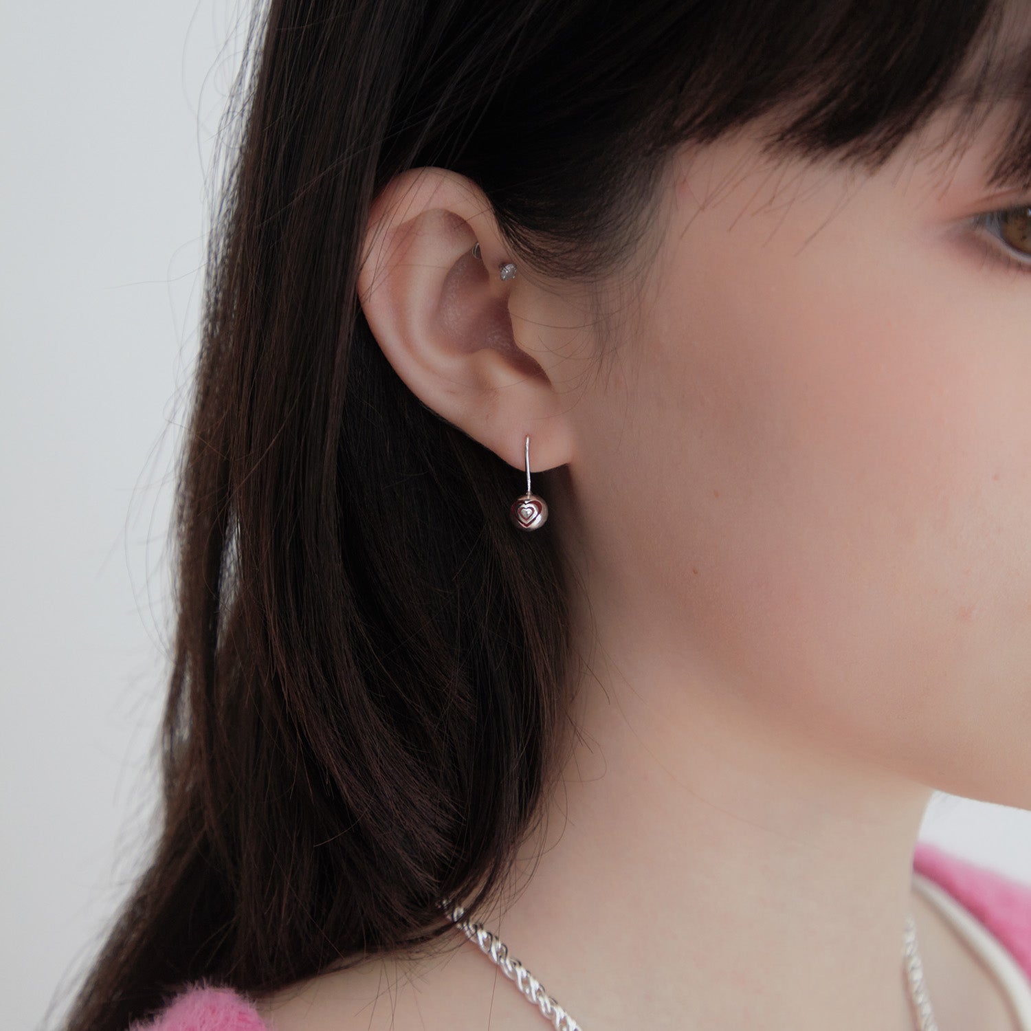 puffy heart sparkle earring