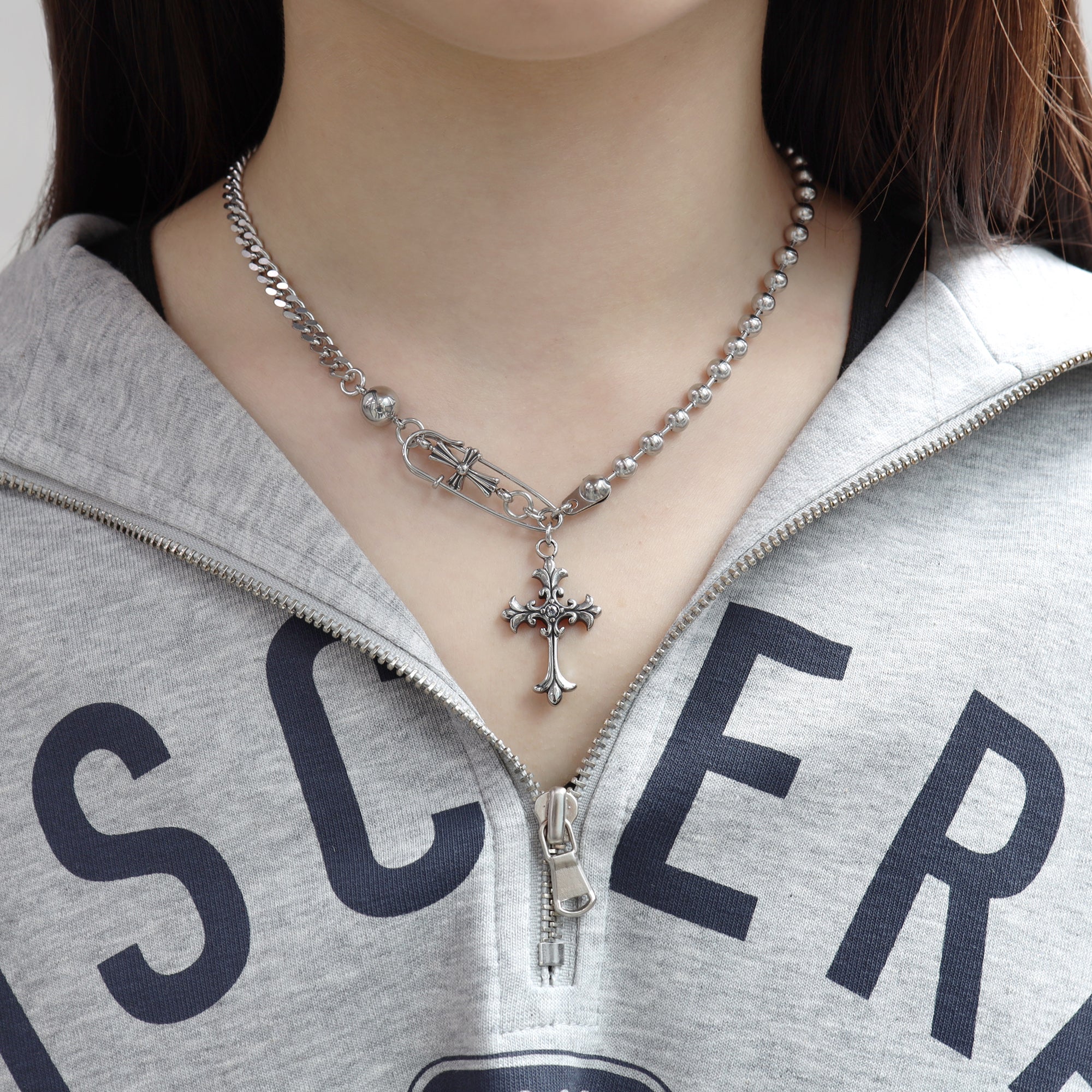 2-Chain Mix and Match Cross Necklace