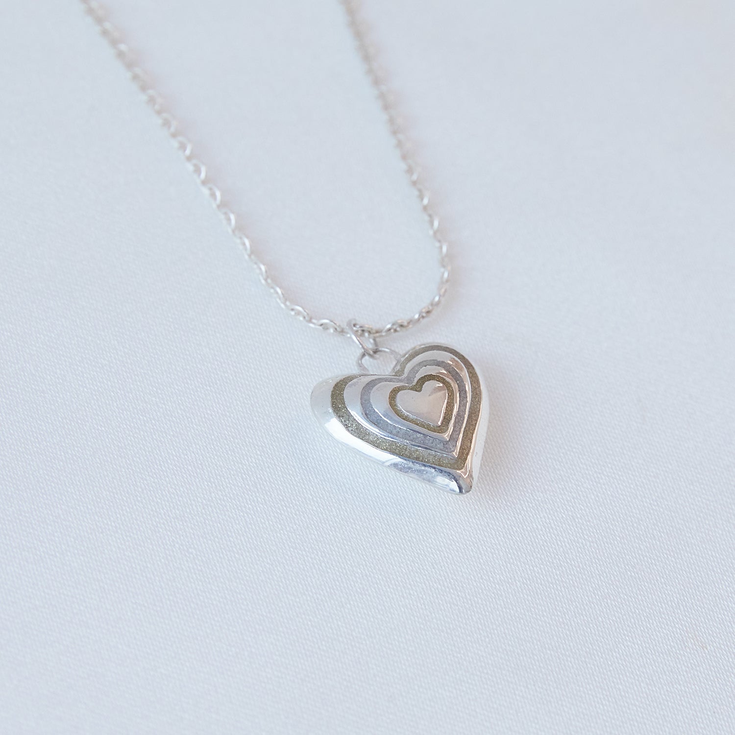 puffy double heart necklace