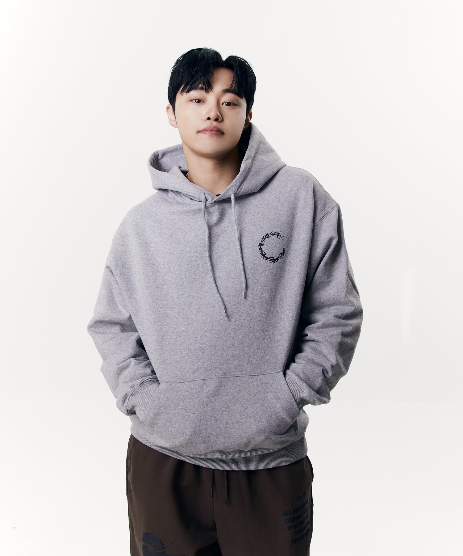 Chap Flame Circle logo Hoodie (Melange Gray)