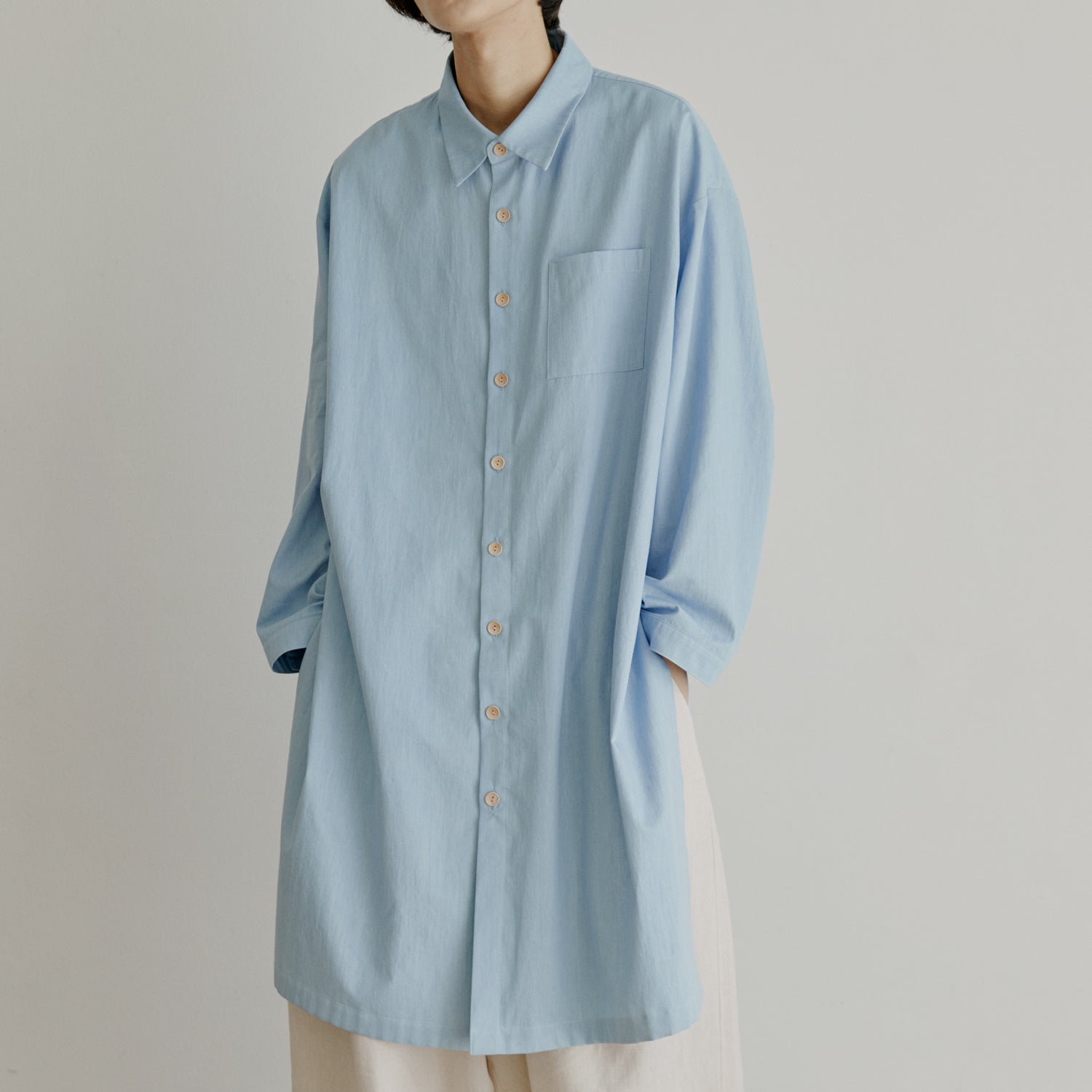 unisex long shirts bright denim