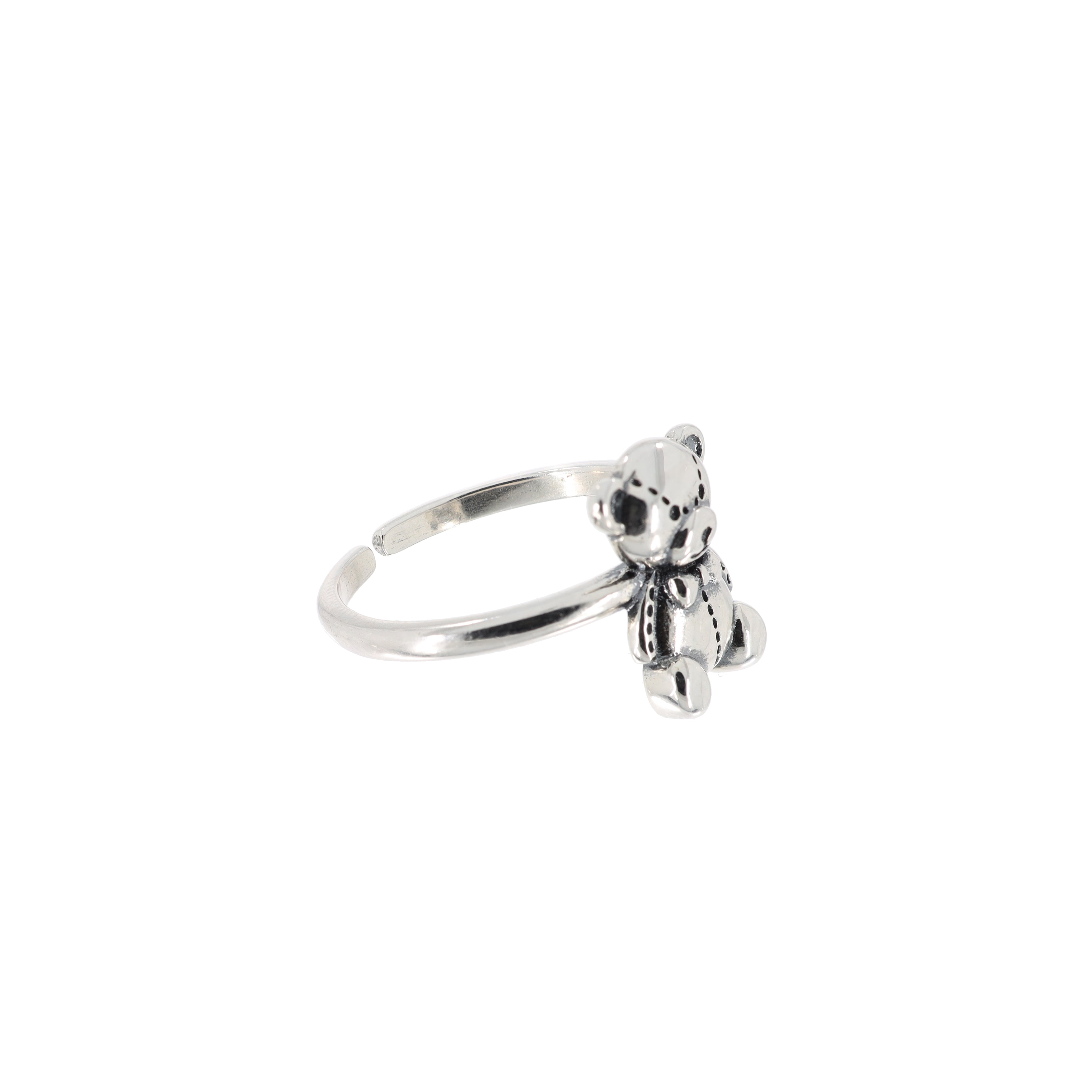 Ribbon Teddy Bear Silver Ring