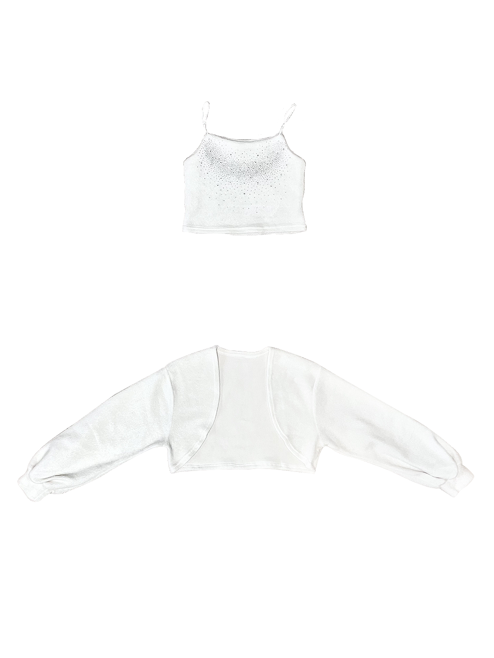 Mokoring Angora Holiday SET (Bolero Cardigan & Crop Sleeveless Shirt) (White) 