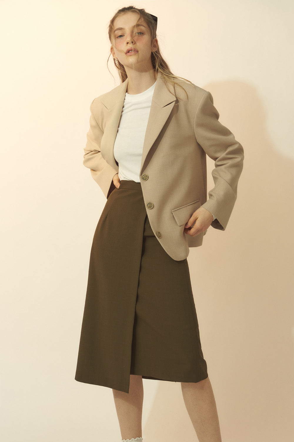 [BREEZE] Color Blocked Jacket_BEIGE (CTD1)