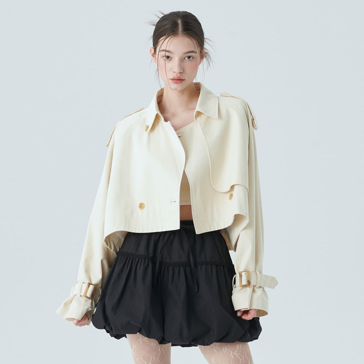 CROP TRENCH JACKET / IVORY