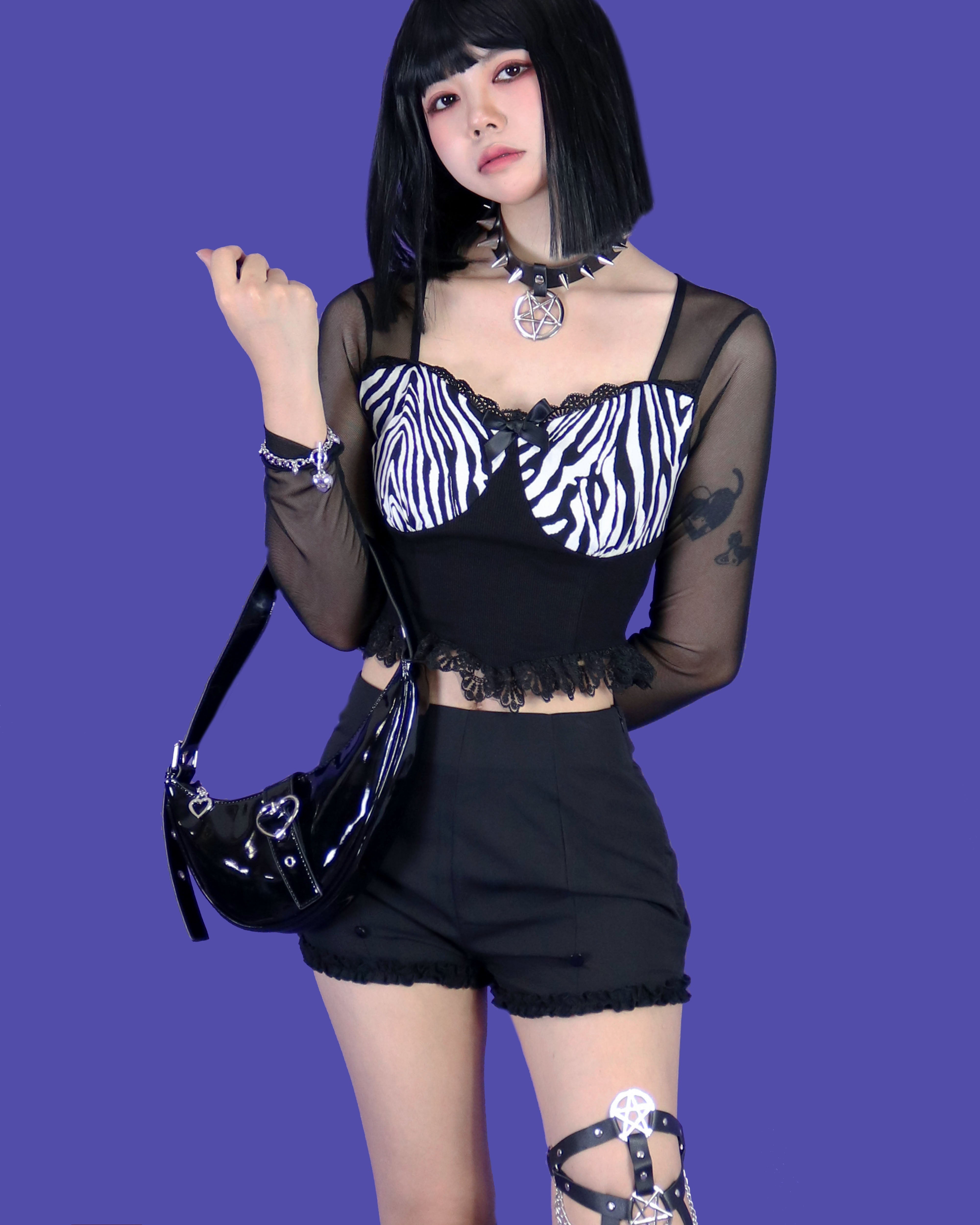 zebra lace see-through T(2color)