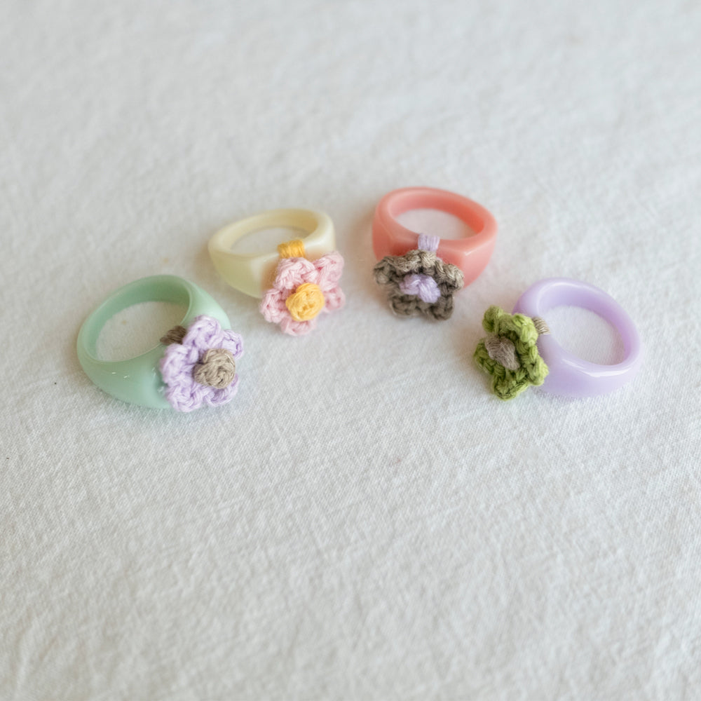 Pastel flower acrylic ring