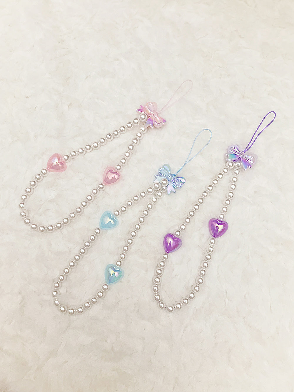 Pastel Ribbon Pearl Key Ring (3color)