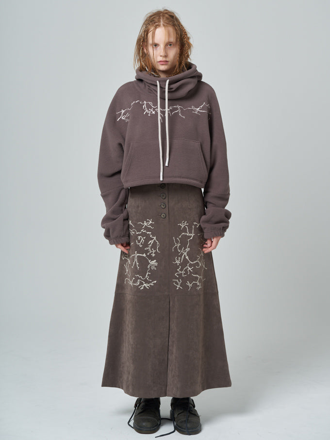 Suede long skirt_brown