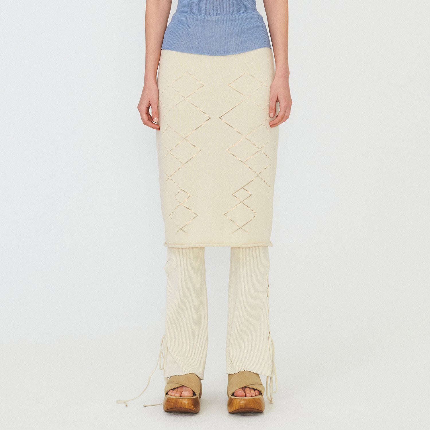 ARGYLE PATTERN KNIT SKIRT (ivory)