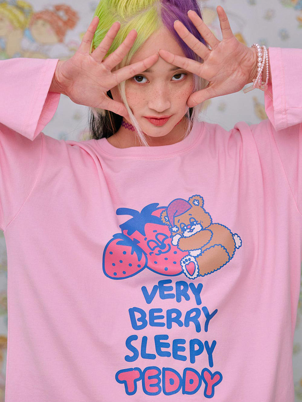 21SS Sleepy Teddy Long T-Shirt PINK