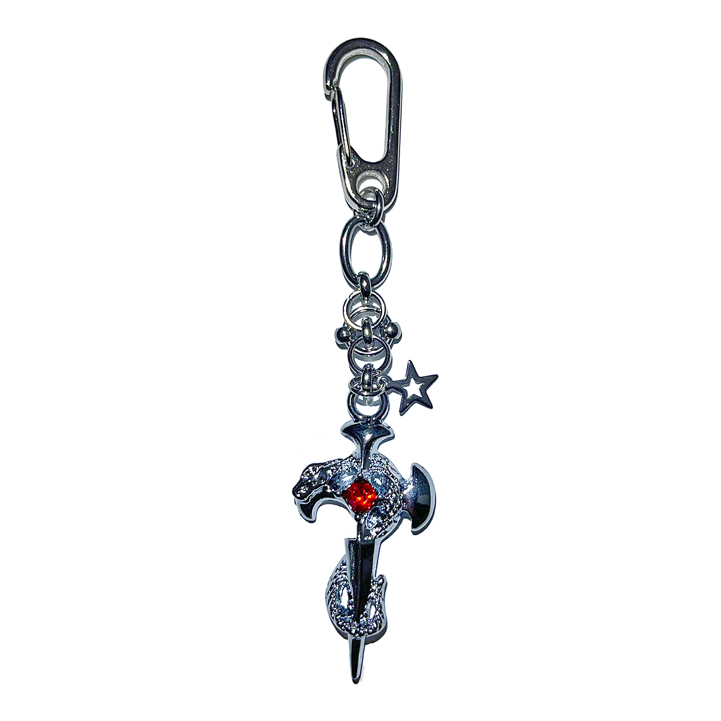 Pierced cross snake keychain